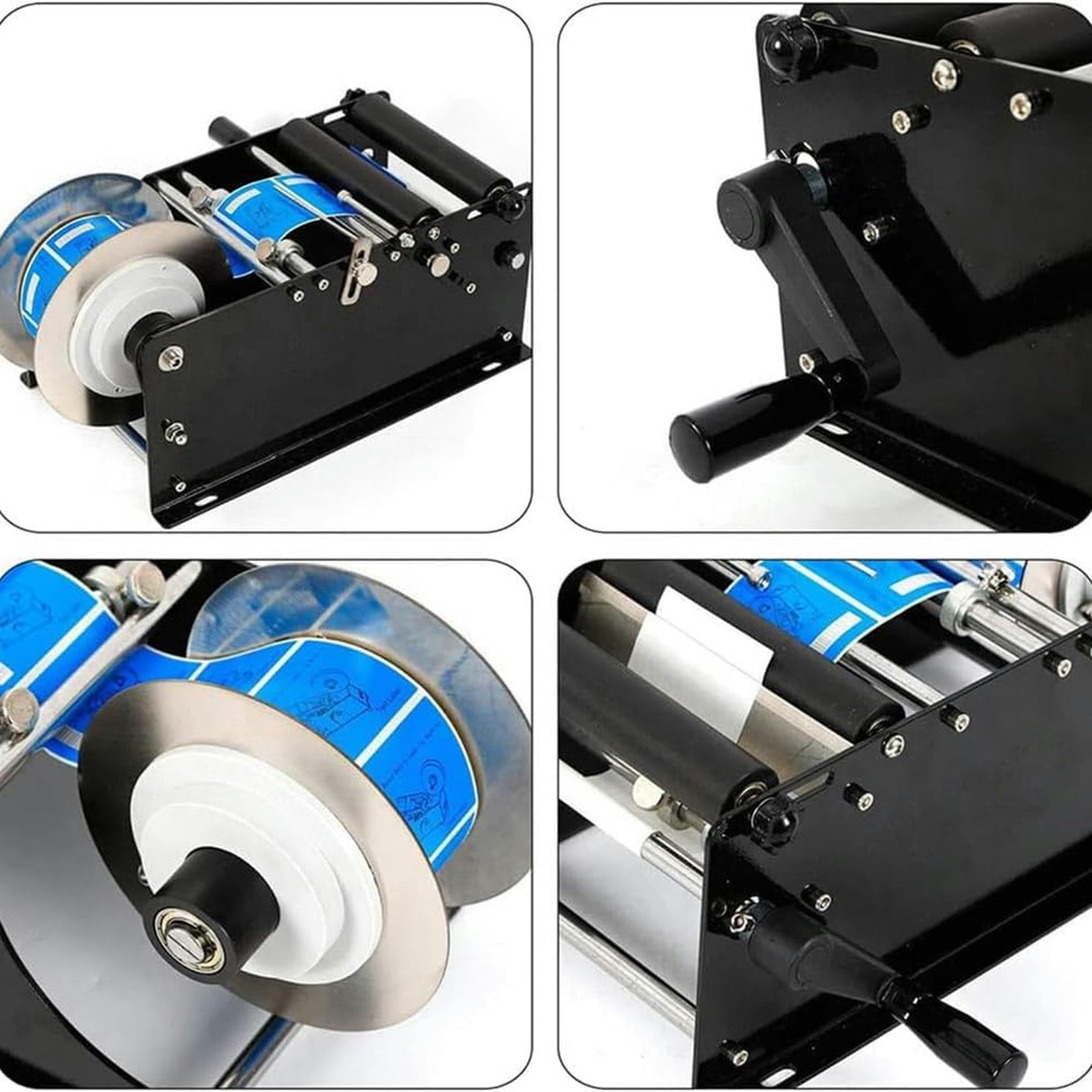 Etichettatrice Manuale per Bottiglie Rotonde, Macchina confezionatrice per Etichette con Maniglia, applicatore di Etichette 30 Volte/Minuto, per Bottiglie di Vetro Rotonde e Metalliche