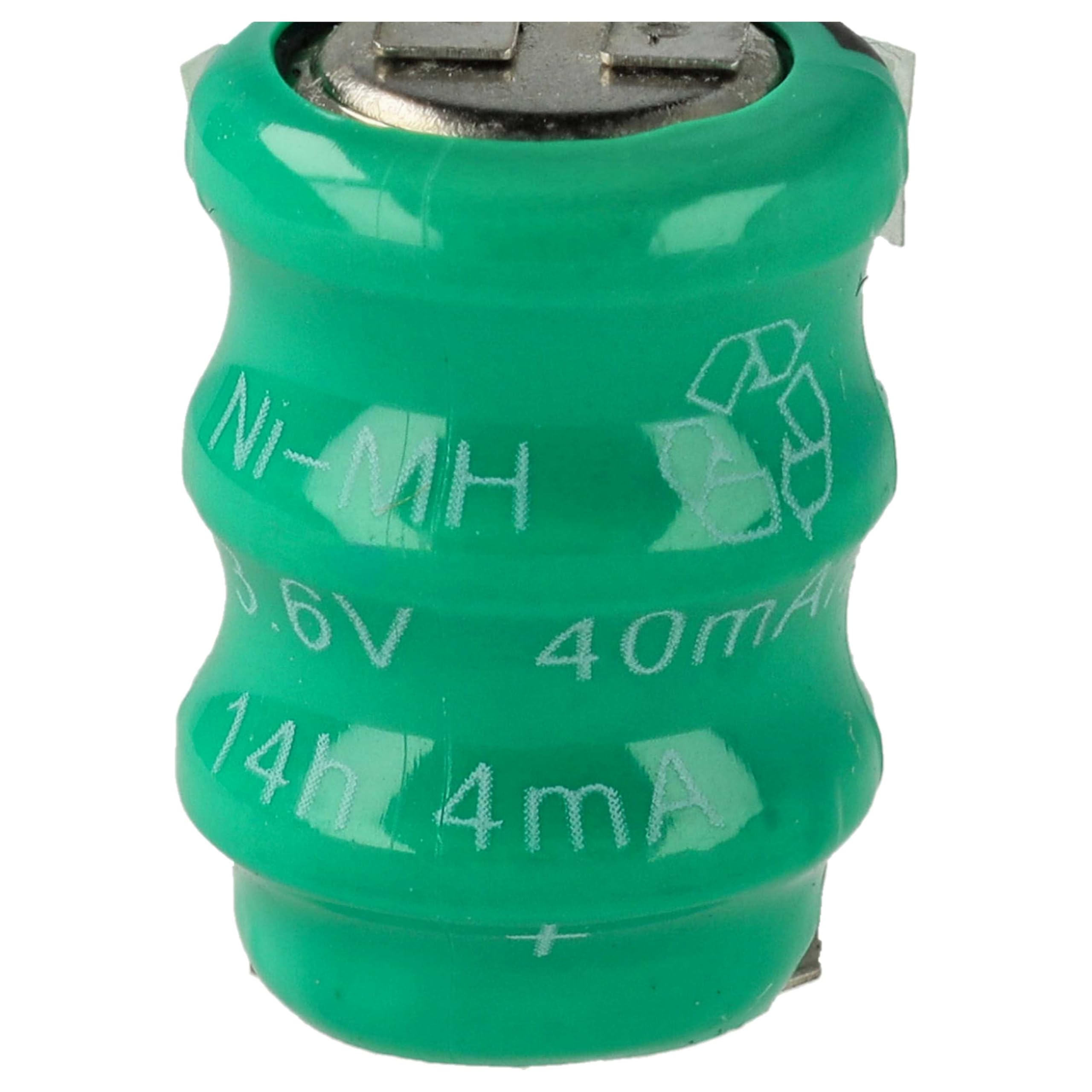 vhbw 10x NiMH Wymienna bateria guzikowa 3-pinowa Typ V40H 40mAh 3,6 V odpowiednia do akumulatorów modelarskich, lamp solarnych itp.