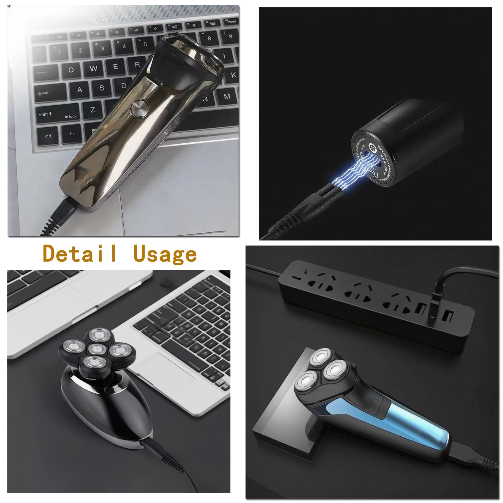 Cavo di ricarica USB per Hatteker, cavo di ricarica nero da 1,5 m, confezione da 2 | Cavo di alimentazione di ricambio adatto per regolabarba RFC-588 RFC-598 RFC-690 RFC-692 RFC-696 RSCX-7568 RSCX-9598