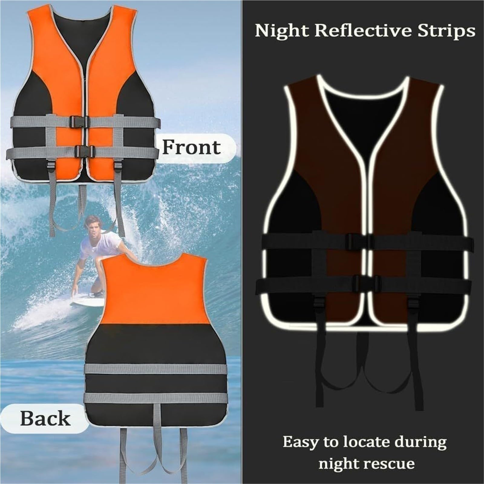 Surfjacke mit Reflektierenden Streifen for Kajakfahren, Angeln, Bootfahren