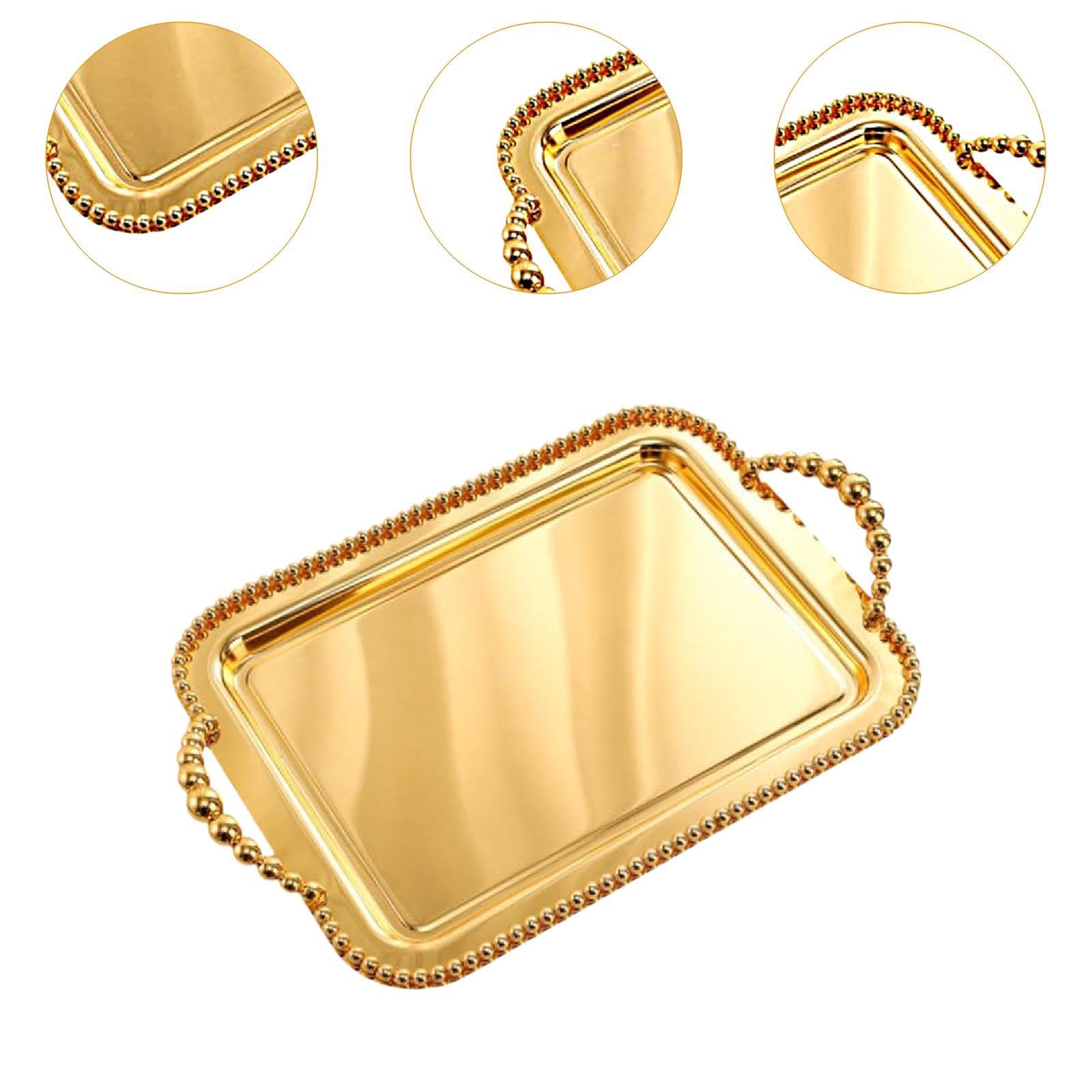 Bandeja Rectangular Antideslizante para Colocar Joyas Y Tazas de Té, Oro, Individual