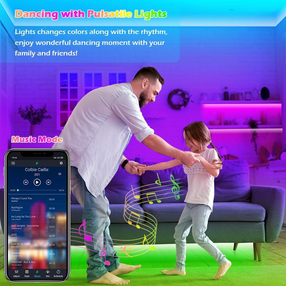 LETIANPAI Led Strip Lights,20ft/6M Led Light Strips Music Sync Color Changing RGB Led Strip Built-in Mic,Bluetooth App Control LED Rope Lights with Remote,5050 RGB Led Lights for Bedroom,TV,Party