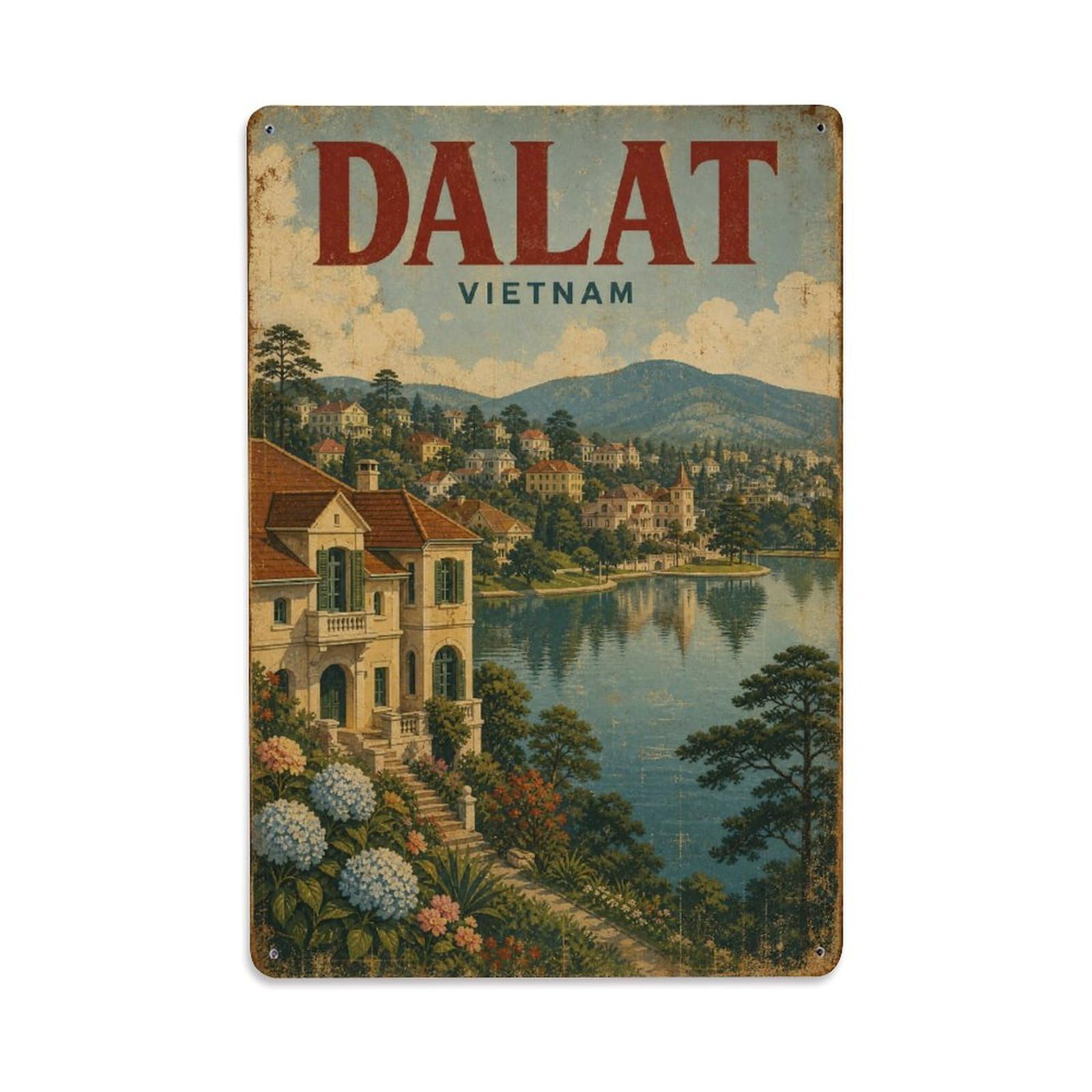 Metal Tin Sign Retro Travel Vietnam Dalat