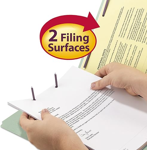 Miniatura 3 de Smead 20003 Reciclado Pressboard Fastener Carpetas Legal 1" Expansión GrisVerde 25Caja