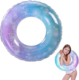 Inflatable Pool Float Glitter Swim Rings for 2-4（60），5-9（70），10-15（80）Years Old Kids Pool Tubes Toys, Pool Floats Ring Toys Summer Beach Swimming Pool Floats Party Supplies for Girls Boys