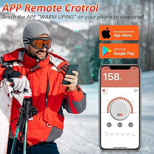 Miniatura 2 de Calcetines térmicos eléctricos con control de aplicación para hombres y mujeres, batería recargable de 5000 mAh, temporizador, calentadores térmicos