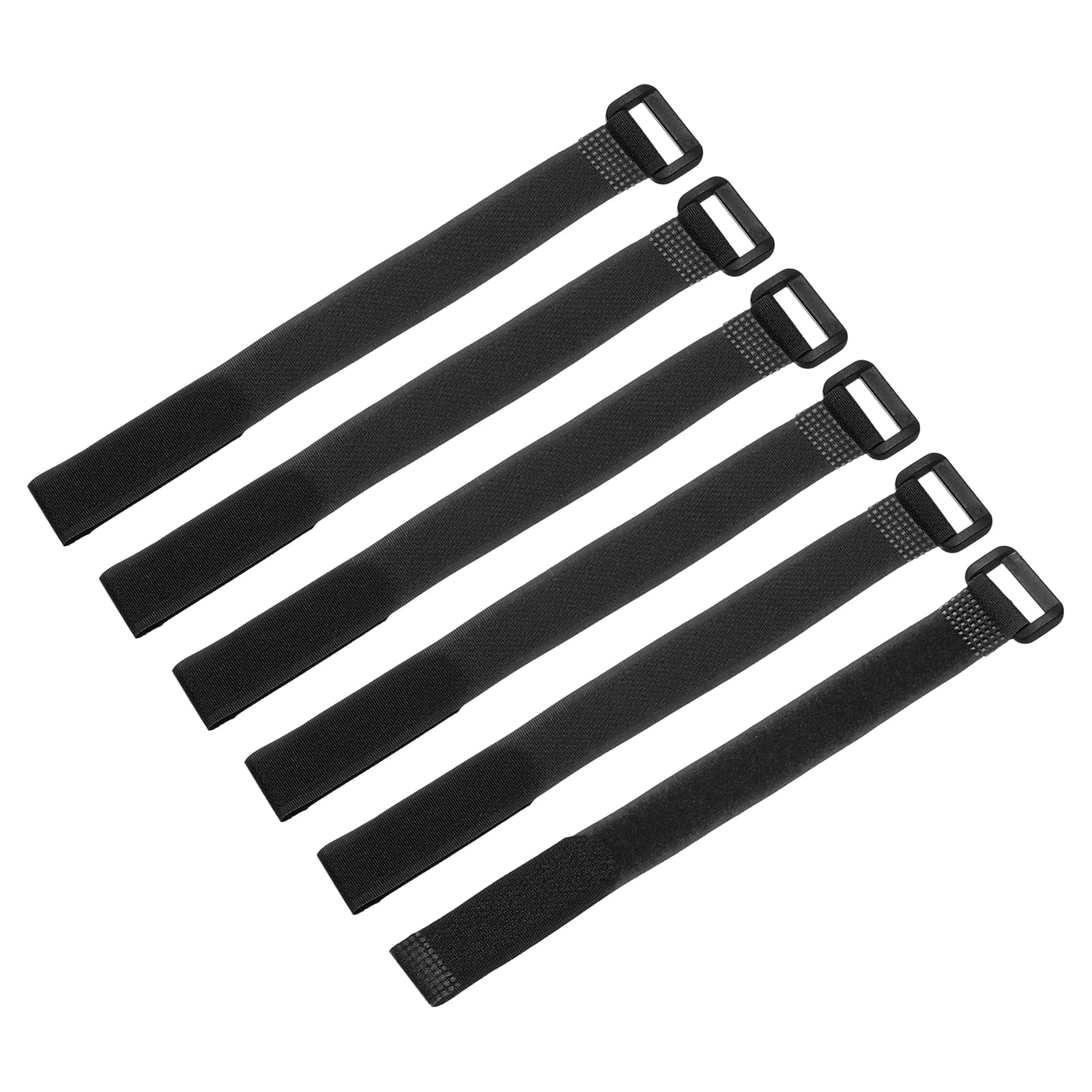 sourcing map 16Pcs Reusable Battery Tie Down Straps,0.6x10 Black Nylon Multipurpose Battery Hold Down Adjustable Cinch Strap Hook Loop Fastening Tie for Quadcopter FPV RC Drone Boat Car