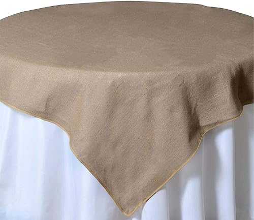 Miniatura 3 de Efavormart CHAMBURY CASA - Mantel cuadrado de arpillera rústica fina, 72 x 72 pulgadas, color natural