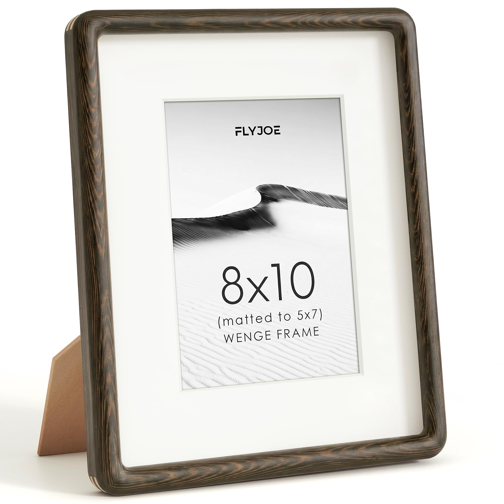 8x10 Picture Frame, Natural Solid Wenge Wood Photo Frame, Rounded Corner