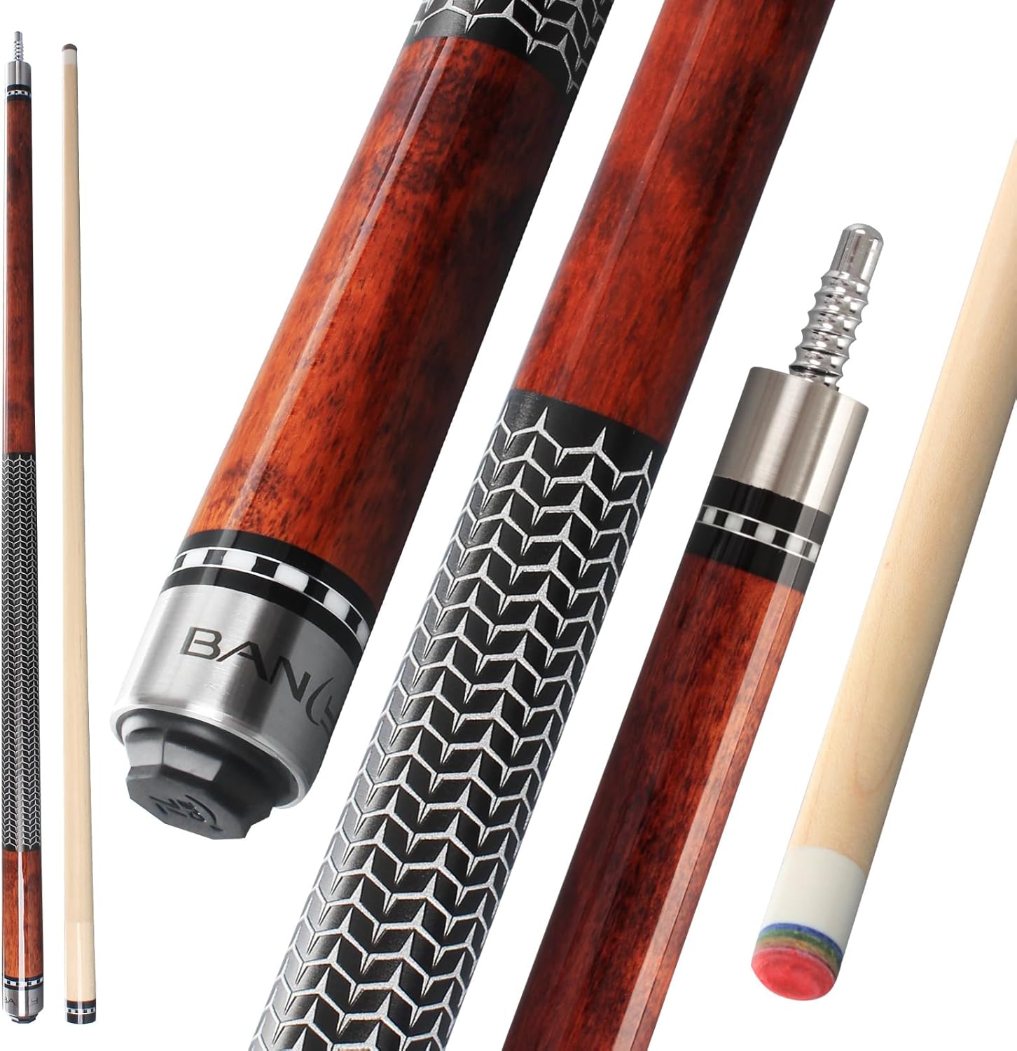 Banly Billiard Cues Sticks - 58" Pro Taper Canadian Maple Wood Pool Cues, 12.5mm Tip Low-Deflection Cue Stick, Pool Stick for Precision Control in 9-Ball, Snooker & Competitive Play