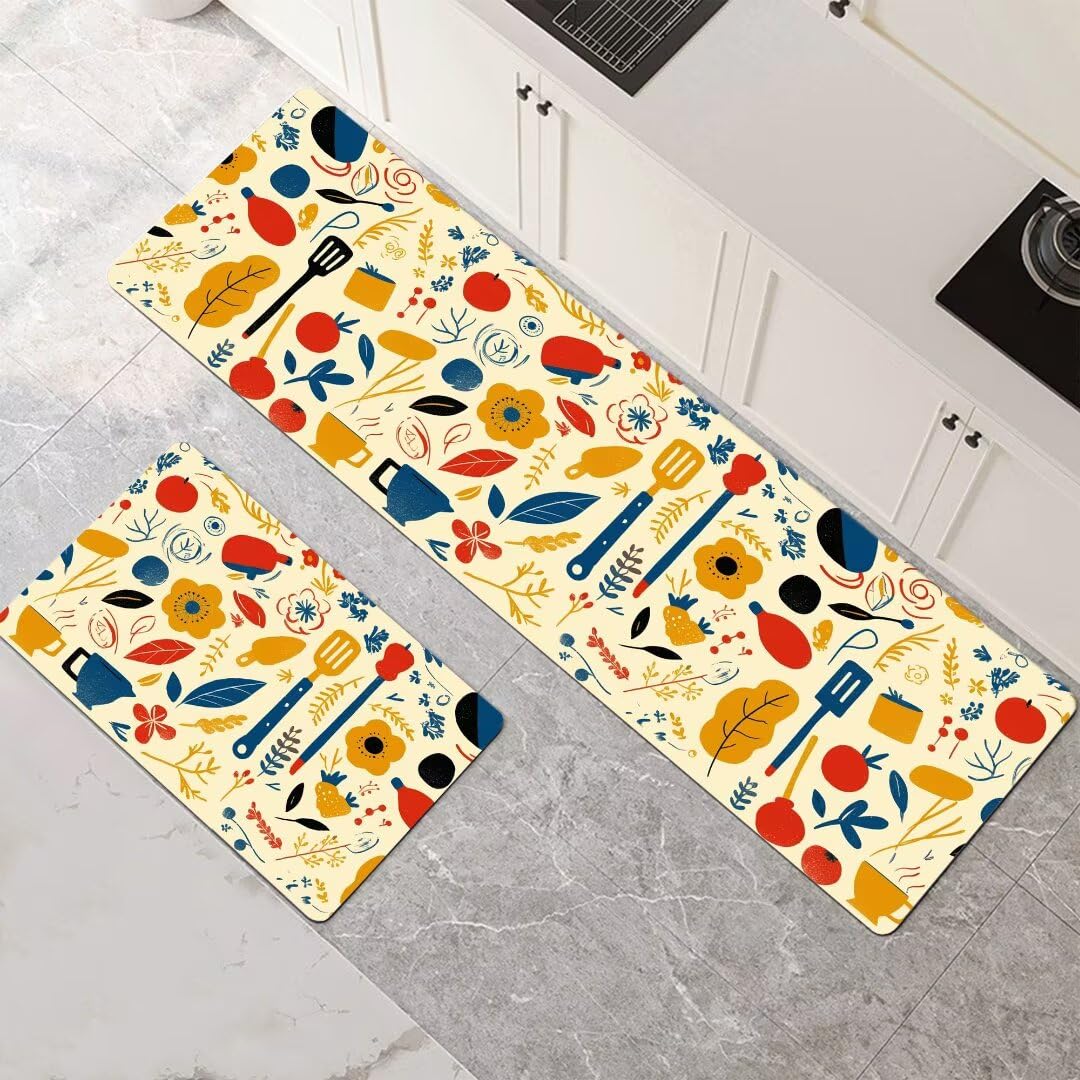 Alfombras de cocina de 2 piezas con acabado natural súper absorbente y duradero para el hogar