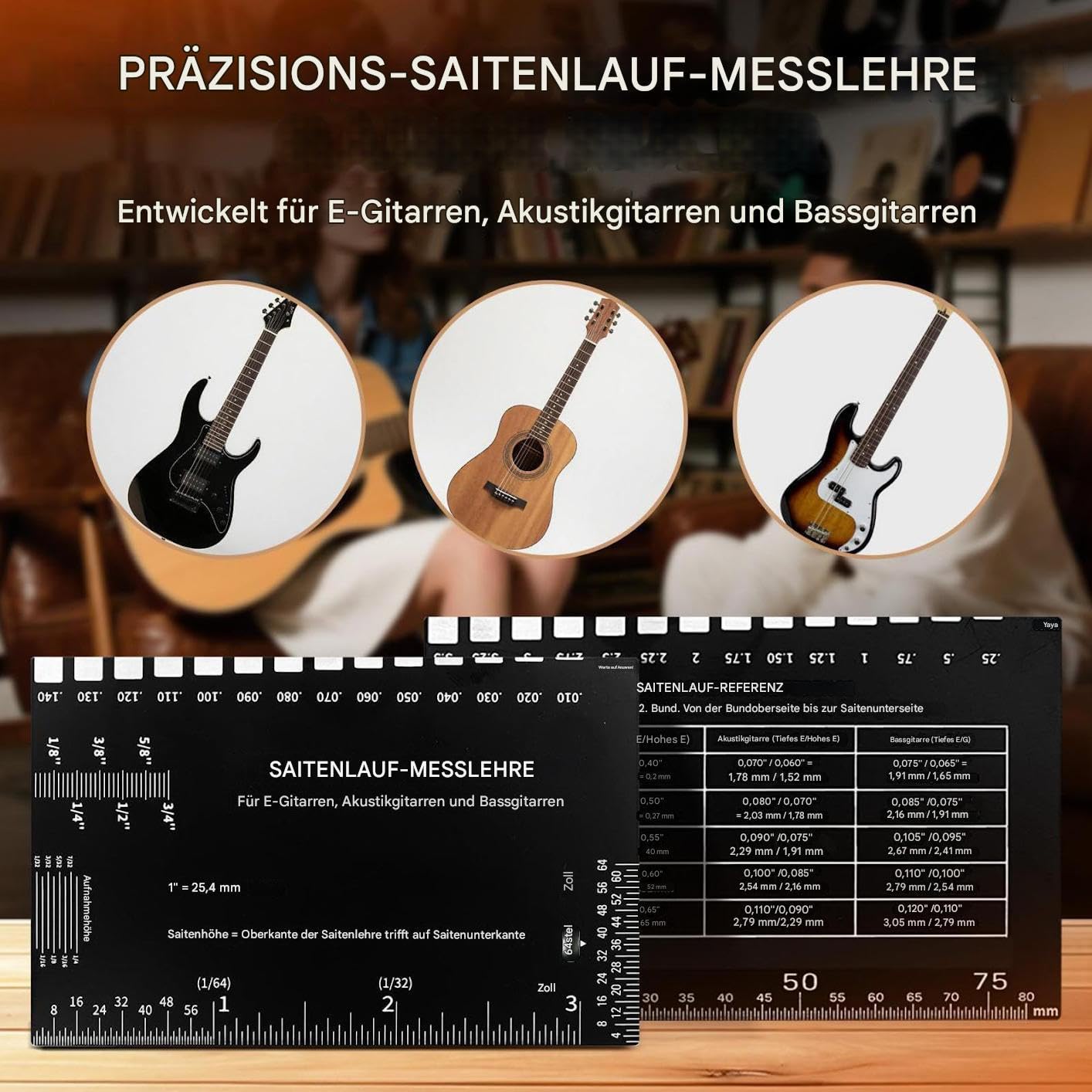 Przyrząd Do Pomiaru Strun Gitary Akcesoria do Regulacji Basów | Precyzyjny Przyrząd Pomiarowy Do Konserwacji W Domu Dla Lutników Instrumentów Elektrycznych I Basowej Podróży