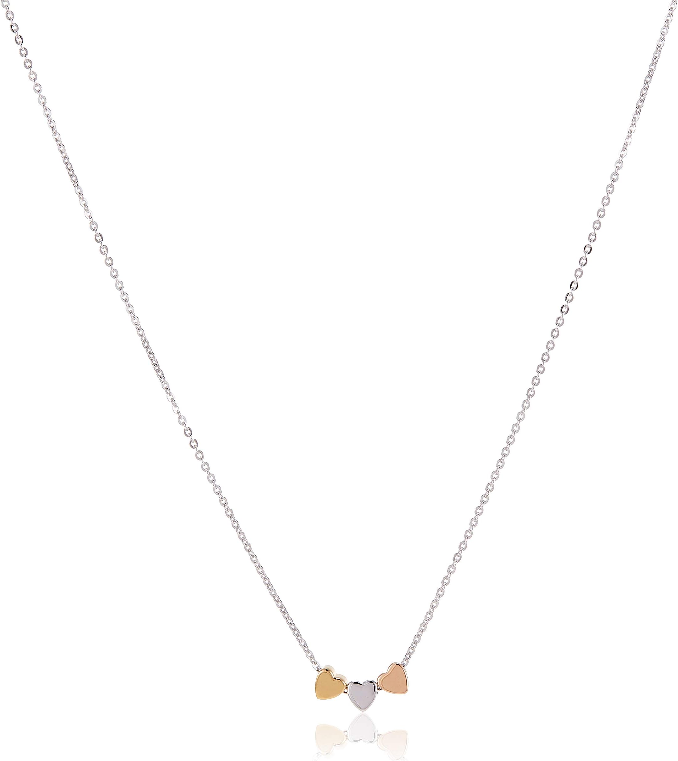 FossilWomen's Sterling Silver Elliott Mother's Day Heart Tri Tone Necklace, Silver