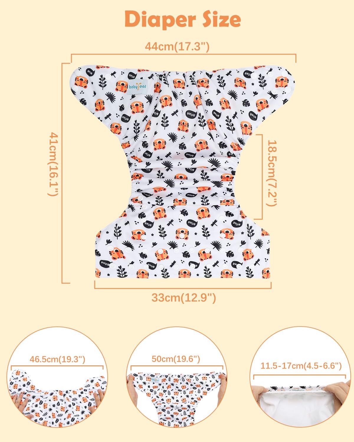 babygoal Large Cloth Diapers Pack of 13 for 3-5 Year Toddlers, Cloth Diaper Covers 6 Pack with 6pcs Inserts and Wet Bag, Reusable Washable & Waterproof