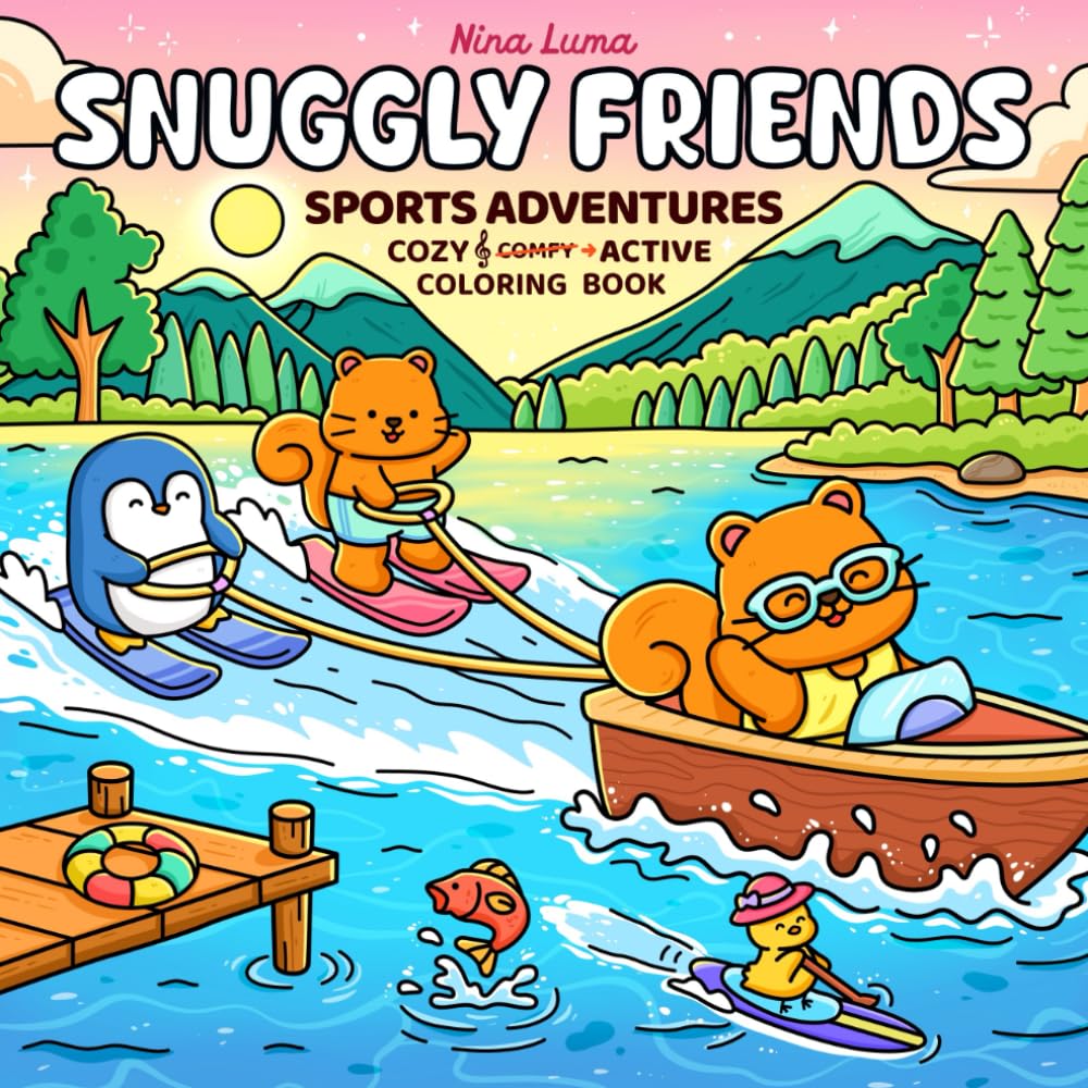 Snuggly Friends – Sports Adventures: Cozy Meets Active: Sports Coloring Book for Adults and Teens with Cute Snuggly Friends & Exclusive Soundtrack