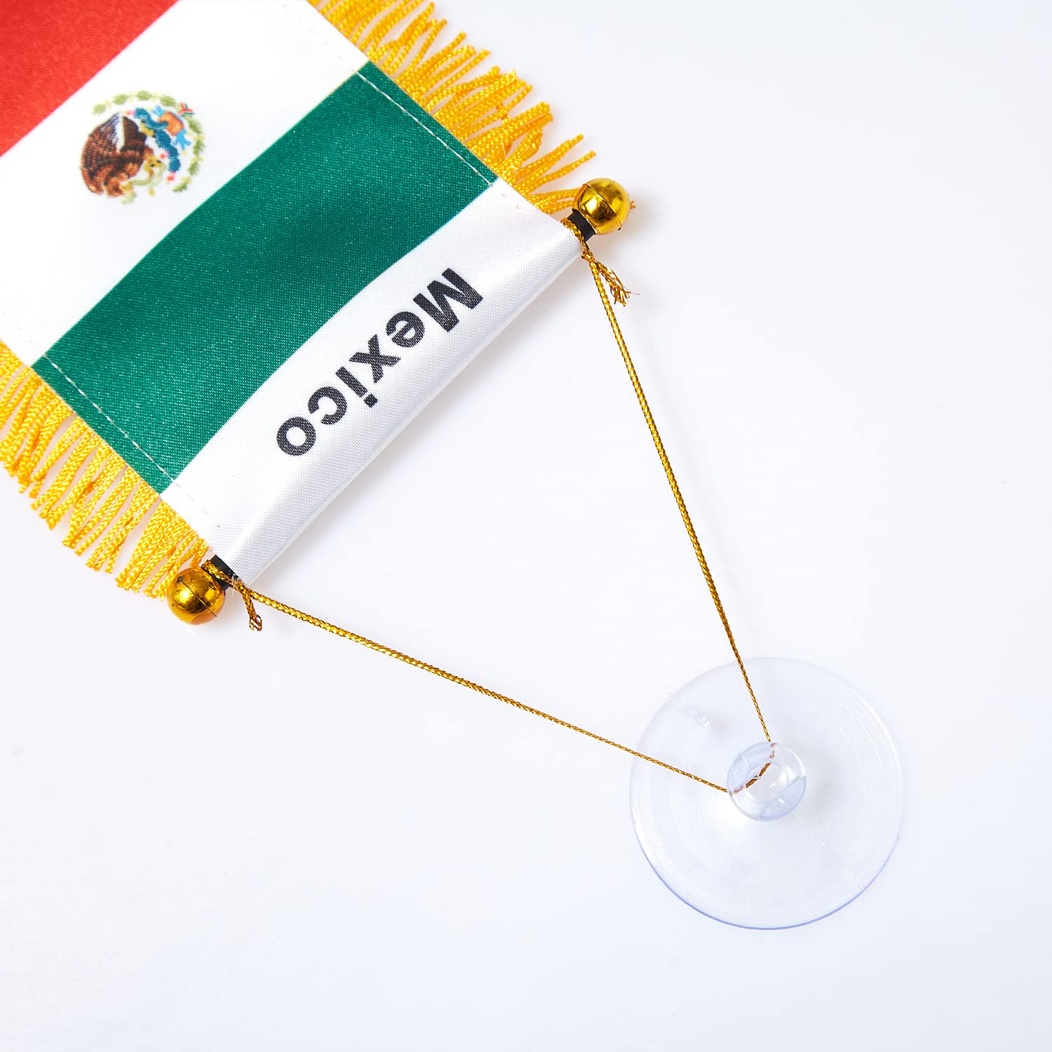 CANTENDO 2 Stück Costa Rica Mini-Flaggen – 7,6 X 12,7 Cm, Mit Stange, Quaste & Saugnapf, Für Fenster & Auto