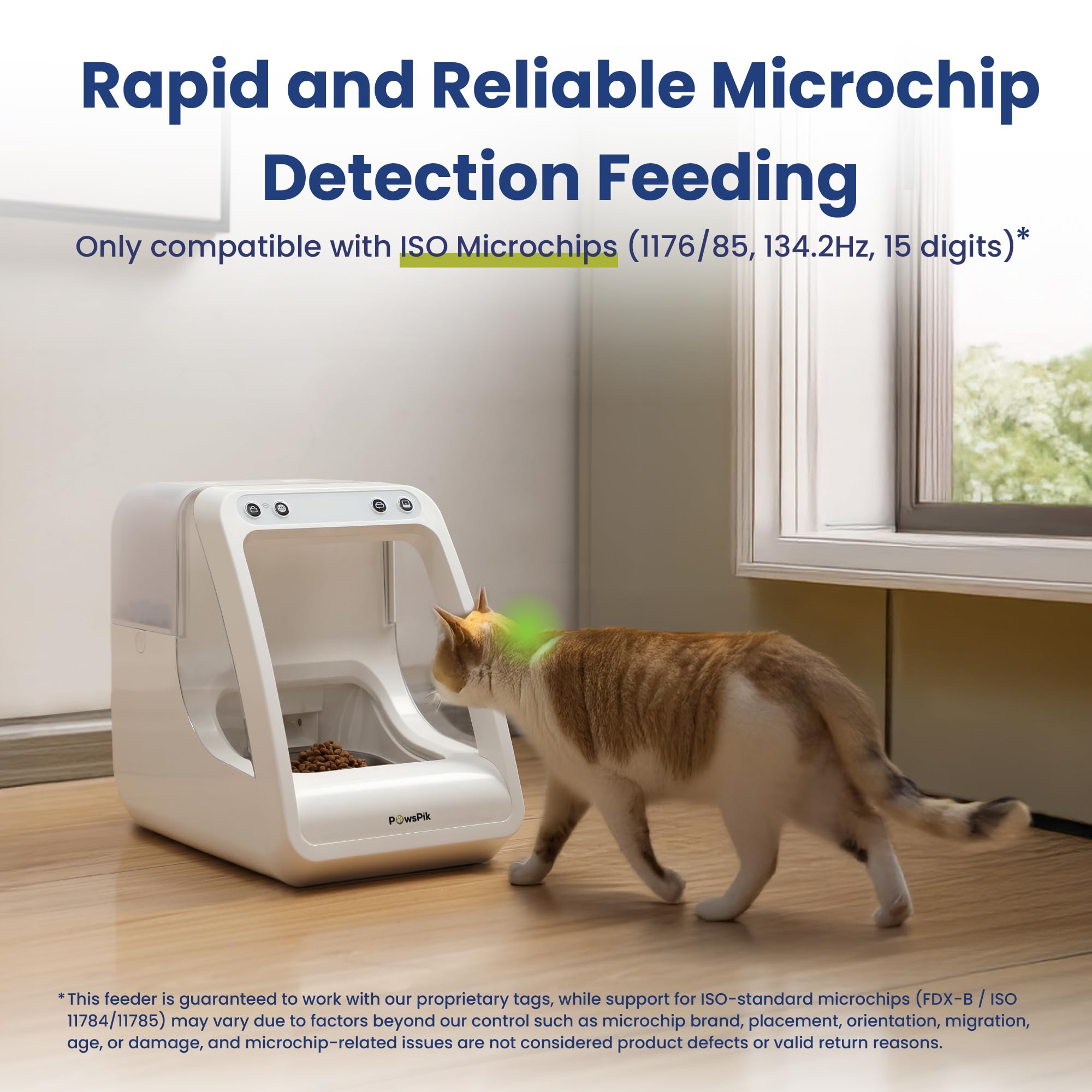 PawsPik - Automatico RFID Microchip Cat Small Dog Feeder 16 Cup ISO Microchip App Controllo porzione Controllo adatto per