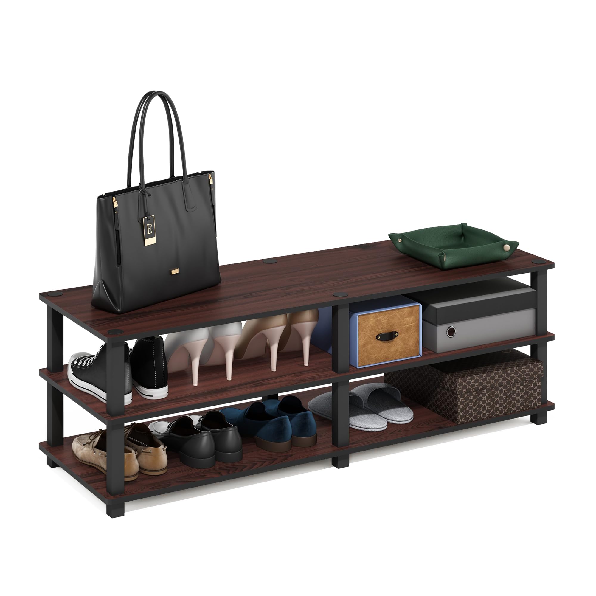 【新品未使用】フリノ　収納棚　本棚　ダークチェリー/ブラック 2個セット Amazon.co.jp: フリノ(Furinno) ワイドシューズ収納ラック ダーク