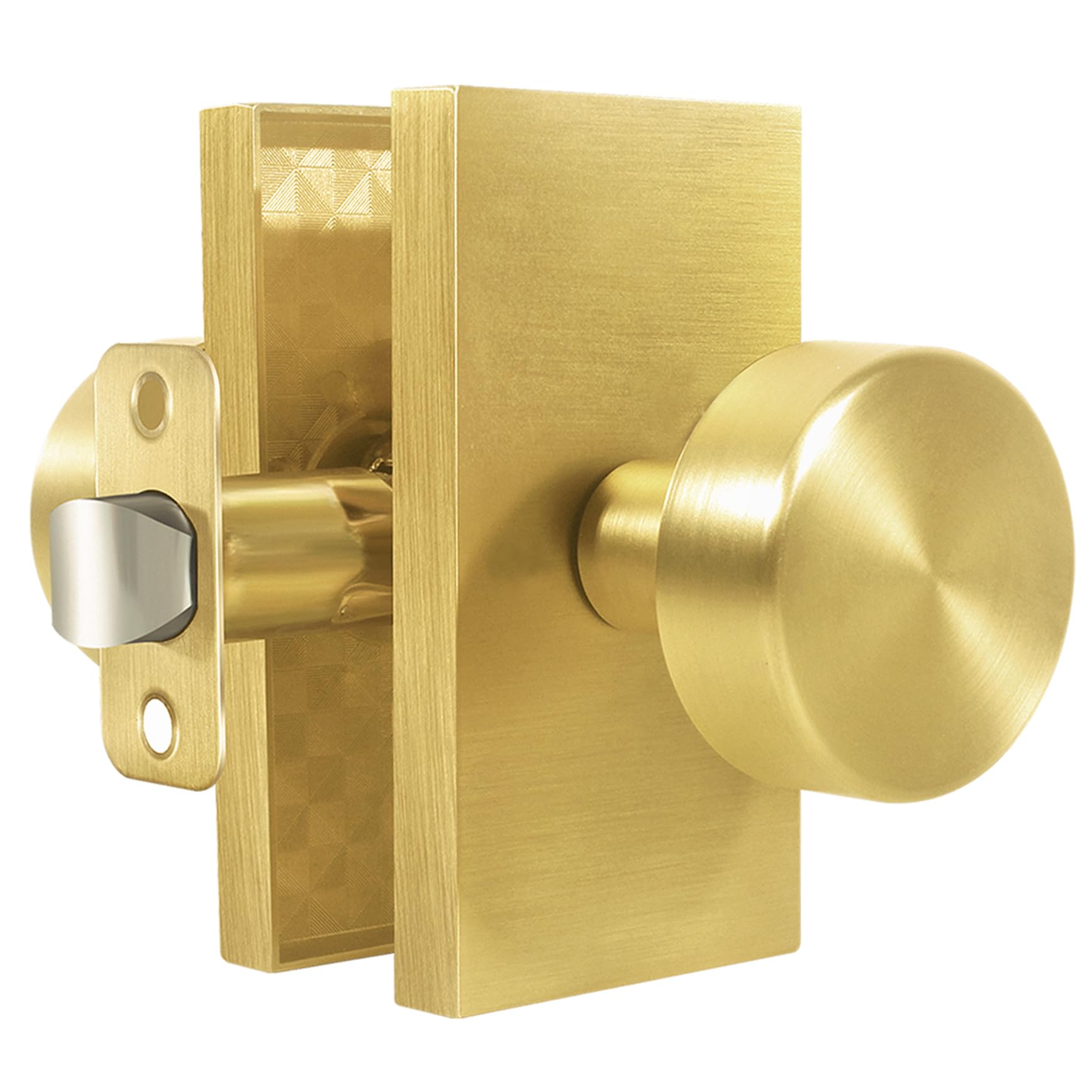 Satin Brass Privacy Door Knobs with Lock -31