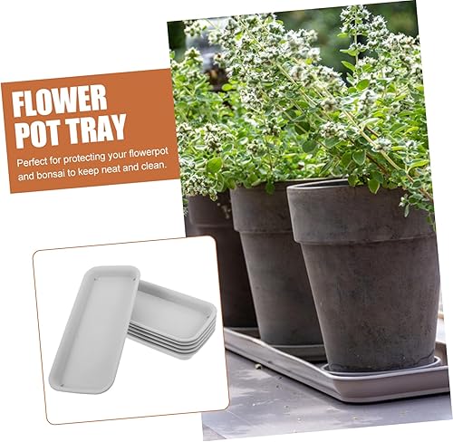 Miniatura 2 de Housoutil 6 bandejas rectangulares de plástico para goteo, platillos para plantas, platillos para macetas, bandeja de drenaje para macetas,