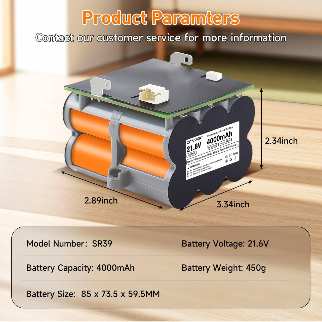 Aspirapolvere 21,6V Batteria di Ricambio per Tineco Floor One S5 / S5 Pro / S5 Pro 2 / S5 Smart / S5 Steam/ S5 Combo/S5 Extreme/S5 Intelligente- Lunga durata(1 batteria + 1 spazzola + 3M nastro)