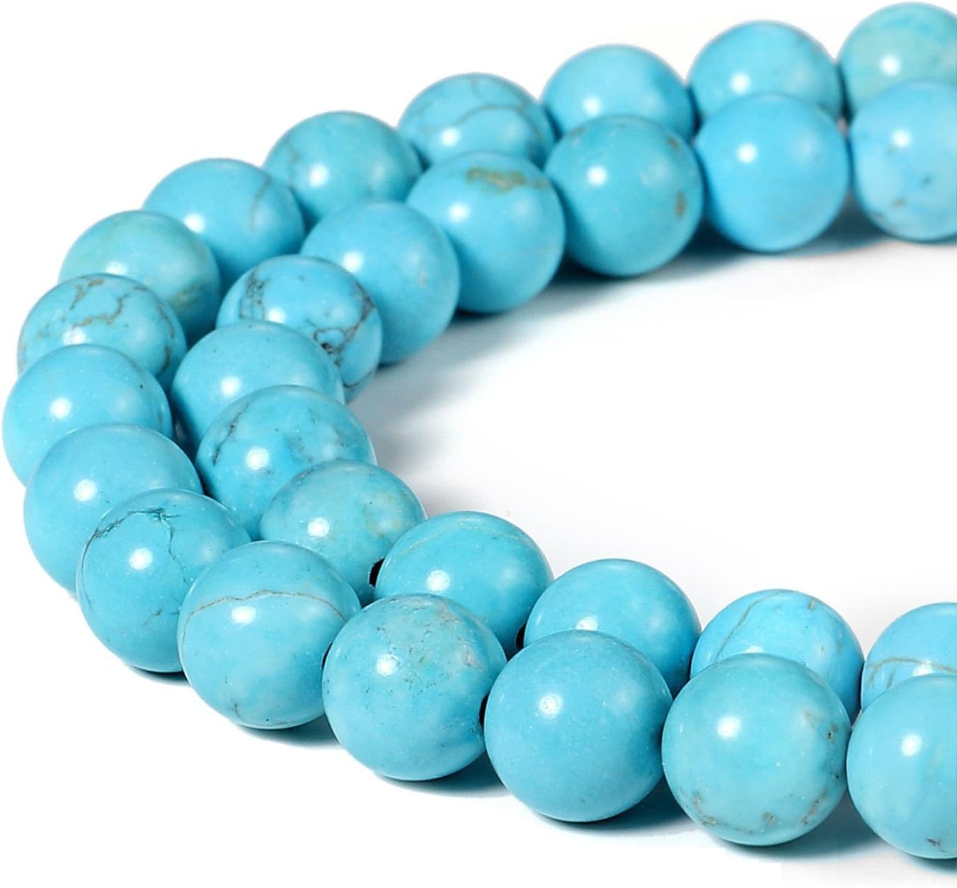 Blue Turquoise Beads 4mm Round Semi Precious Gemstone Loose Beads for Jewelry Making (85-90pcs/strand)