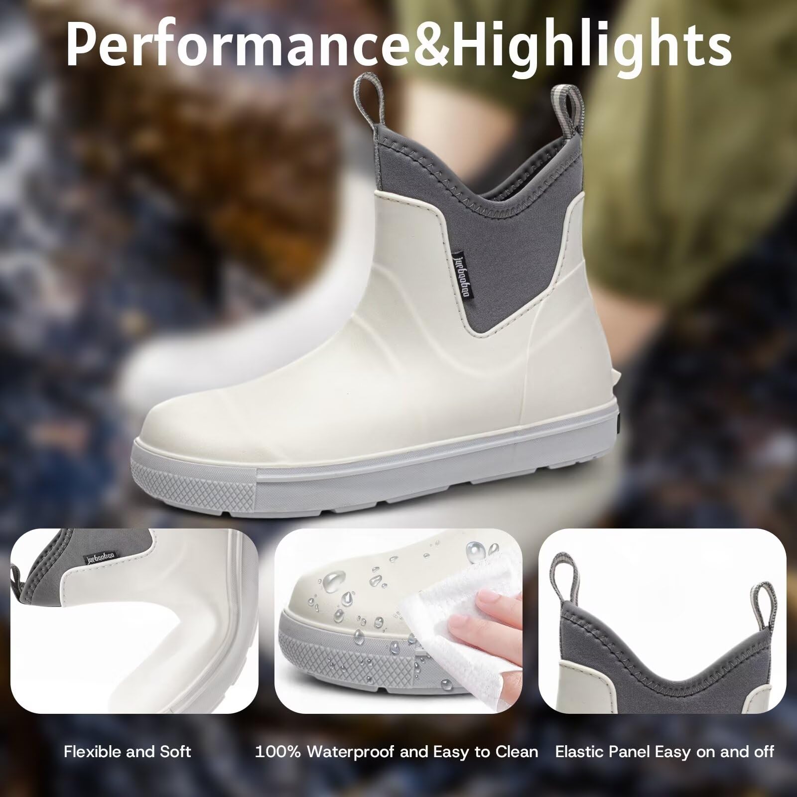 Bottes de Pluie Homme Bottes Caoutchouc Bottine Imperméable Chelsea Boot Chaussure de Jardin Étanche Boots Extérieure pour Randonnée et Travail