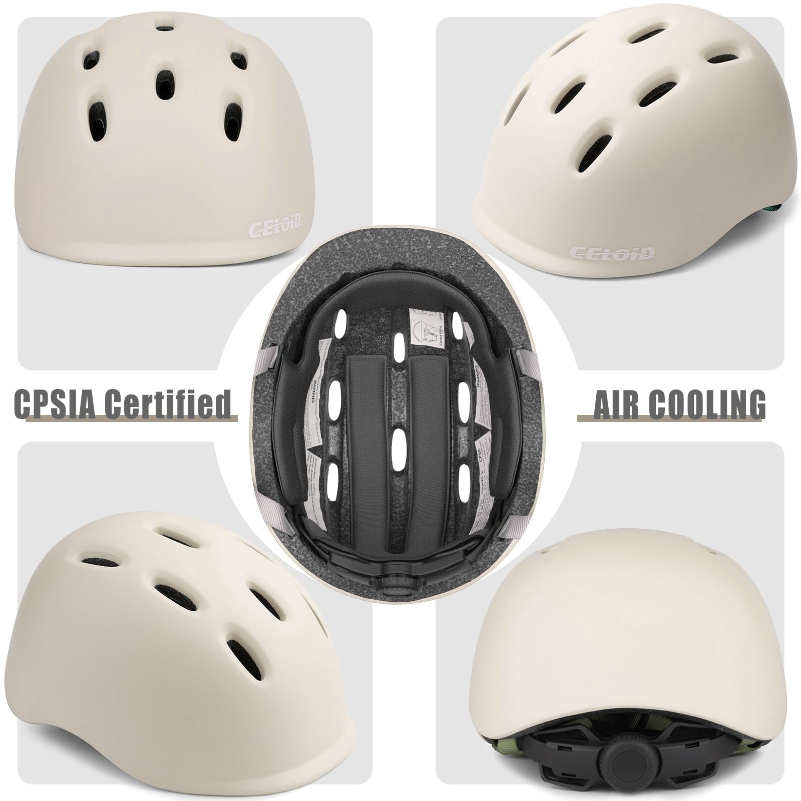 CELOID Kids Bike Helmet,Toddler Cyling Helmets for Ages 5-8 Years Boys Girls,Child Adjustable Multi-Sport Bicycle Skateboard Roller Skate Scooter Rollerblade Balance Skateboarding Helmet,Apricot