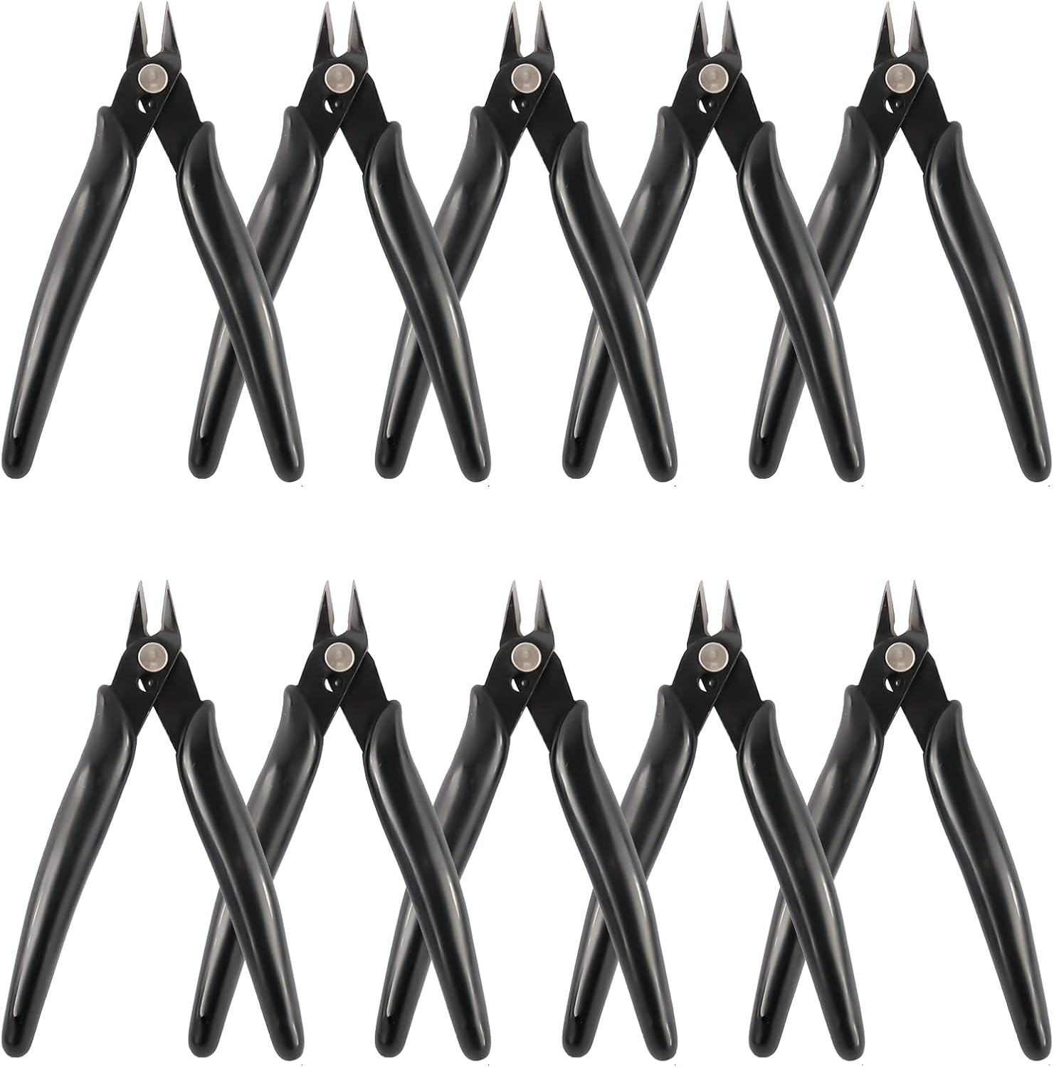 YaeCCC 10 Pack Wire Cutters Black Diagonal Cutting Pliers for Electronic, Model, Jewelry Making, 170 Flush Cutter 5 inch - Image 9