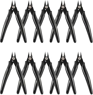 YaeCCC 10 Pack Wire Cutters Black Diagonal Cutting Pliers for Electronic, Model, Jewelry Making, 170 Flush Cutter 5 inch