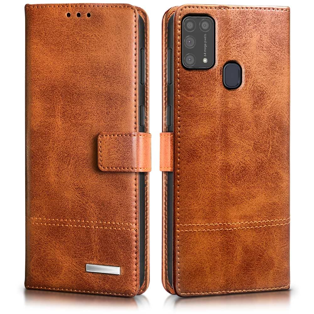 WOW IMAGINE Shock Proof Hand Stitched Luxury Premium Flip Cover Case for Samsung Galaxy M31 Prime | M31 | F41 (Flexible | Leather Finish | Card Pockets Wallet & Stand | Tanned Brown) (B0C8TDJNY9) Amazon Price History, Amazon Price Tracker