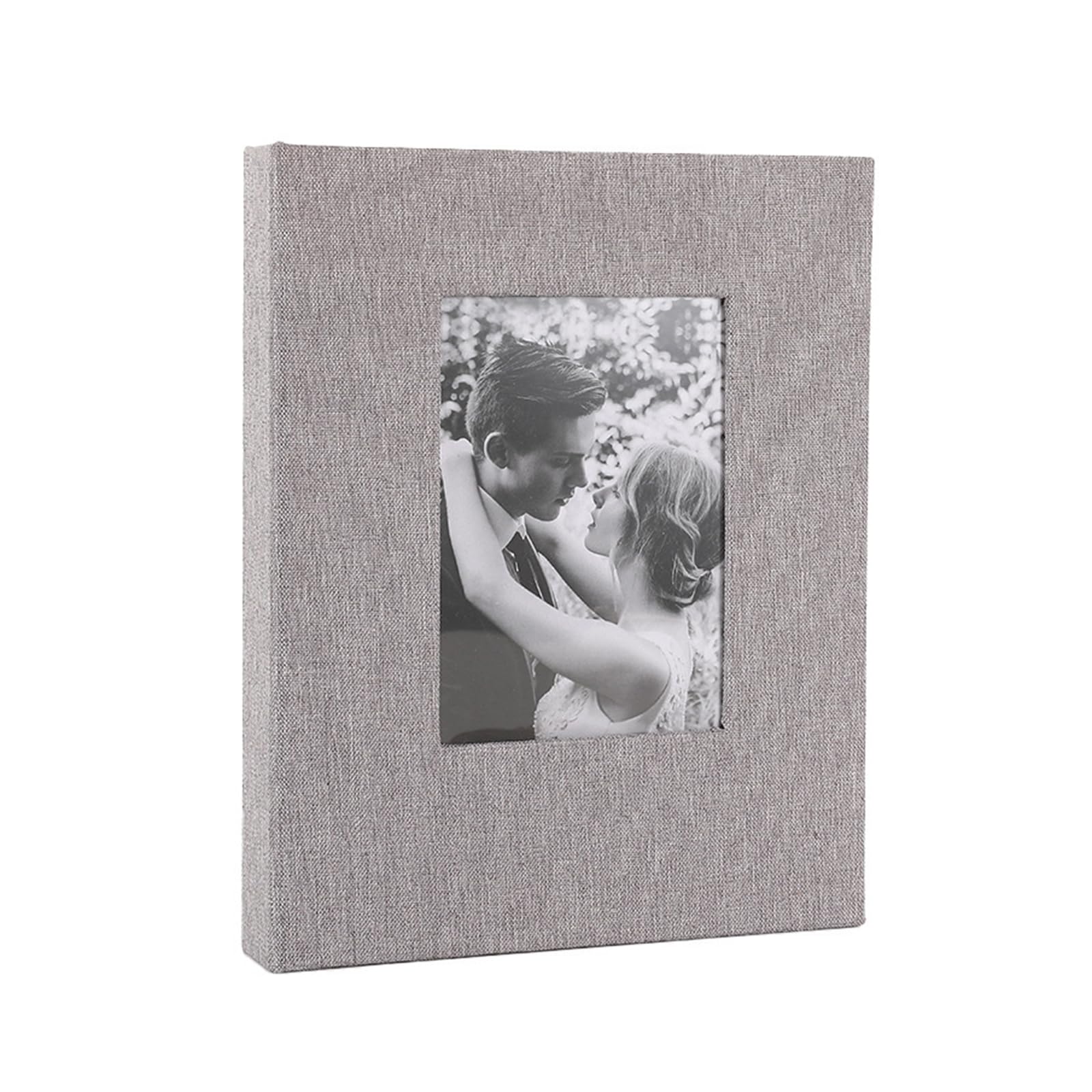 hogtnd Spacious 4x6 Photo Album with Linen Fabric Cover and Front Window for Photo Preservation, Family Wedding Anniversary Gift, Family Memory Album