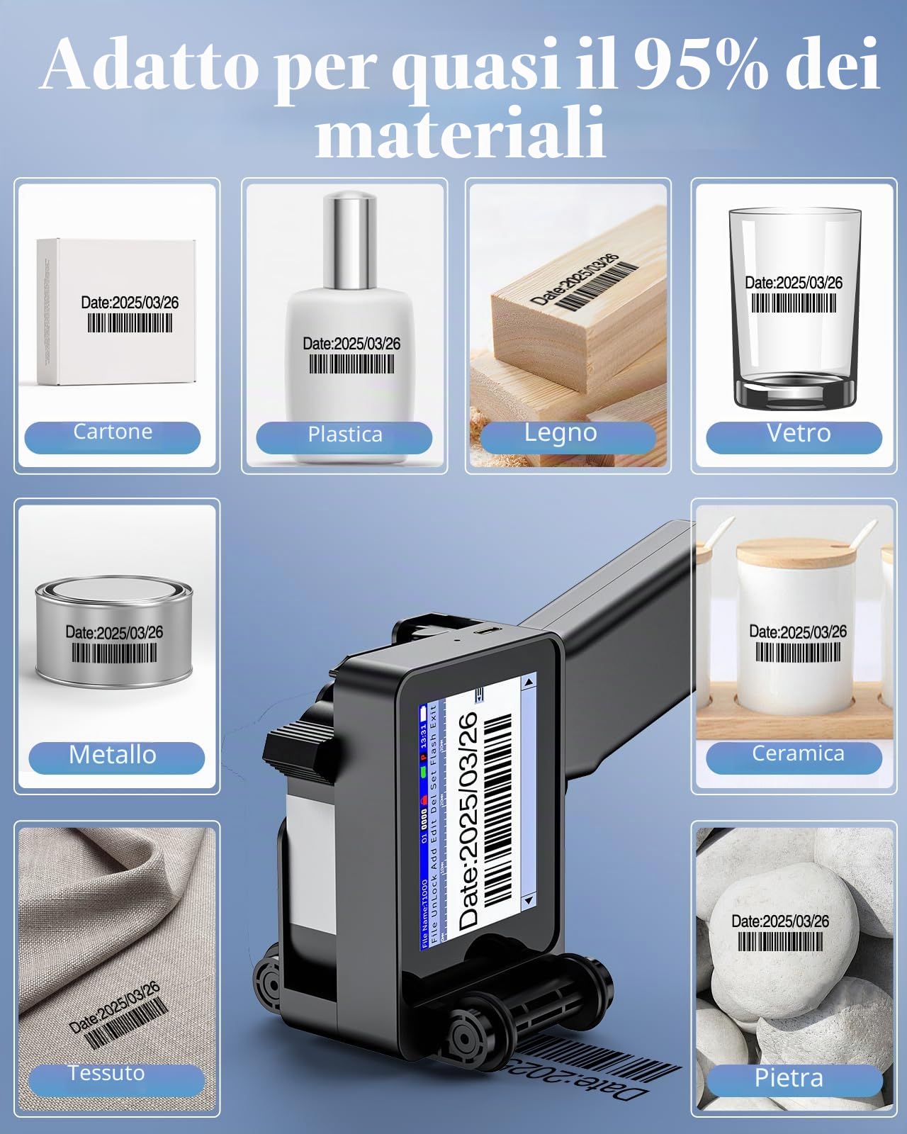 MP10 Mini Stampante Palmare a Getto d'Inchiostro Portatile