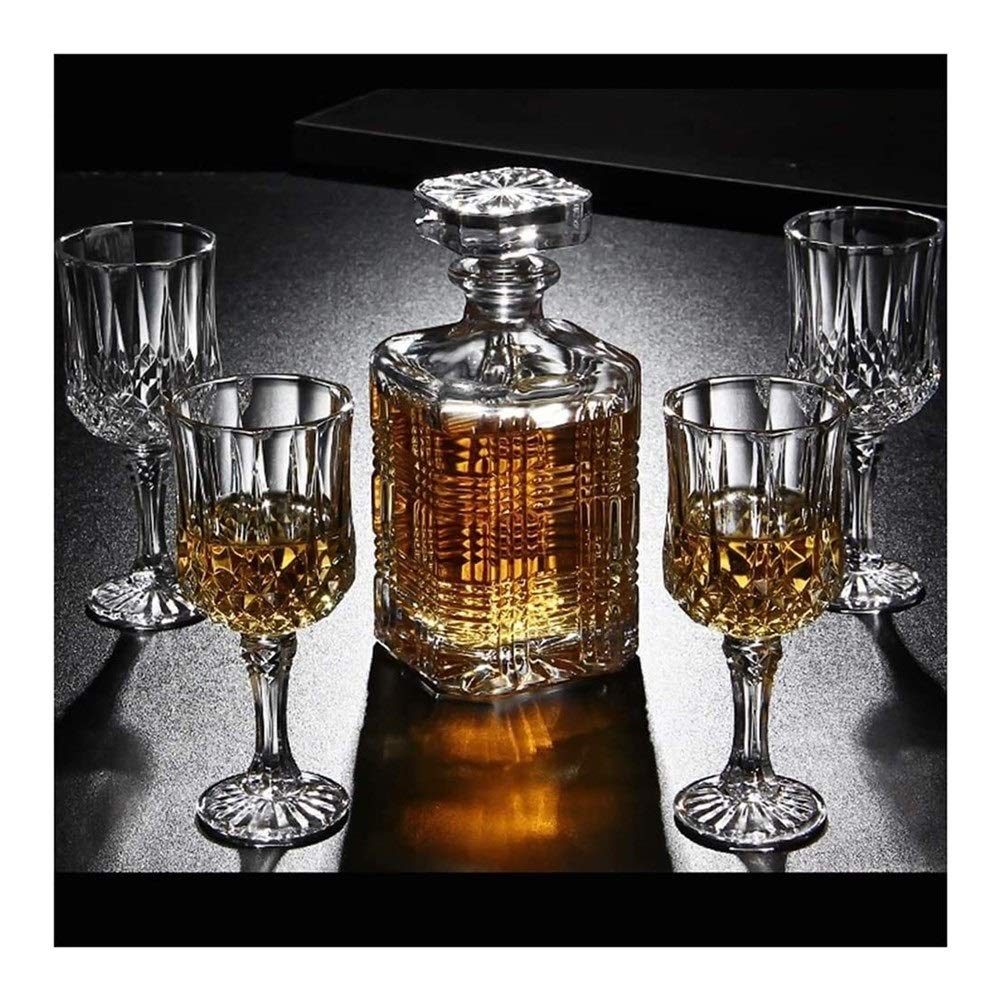 Ensemble de carafe à whisky avec verres 7 pièces carafe à whisky et verres en cristal sans plomb avec couvercle carafe à whisky 750 ml pour hommes, papa, mari (couleur : A)