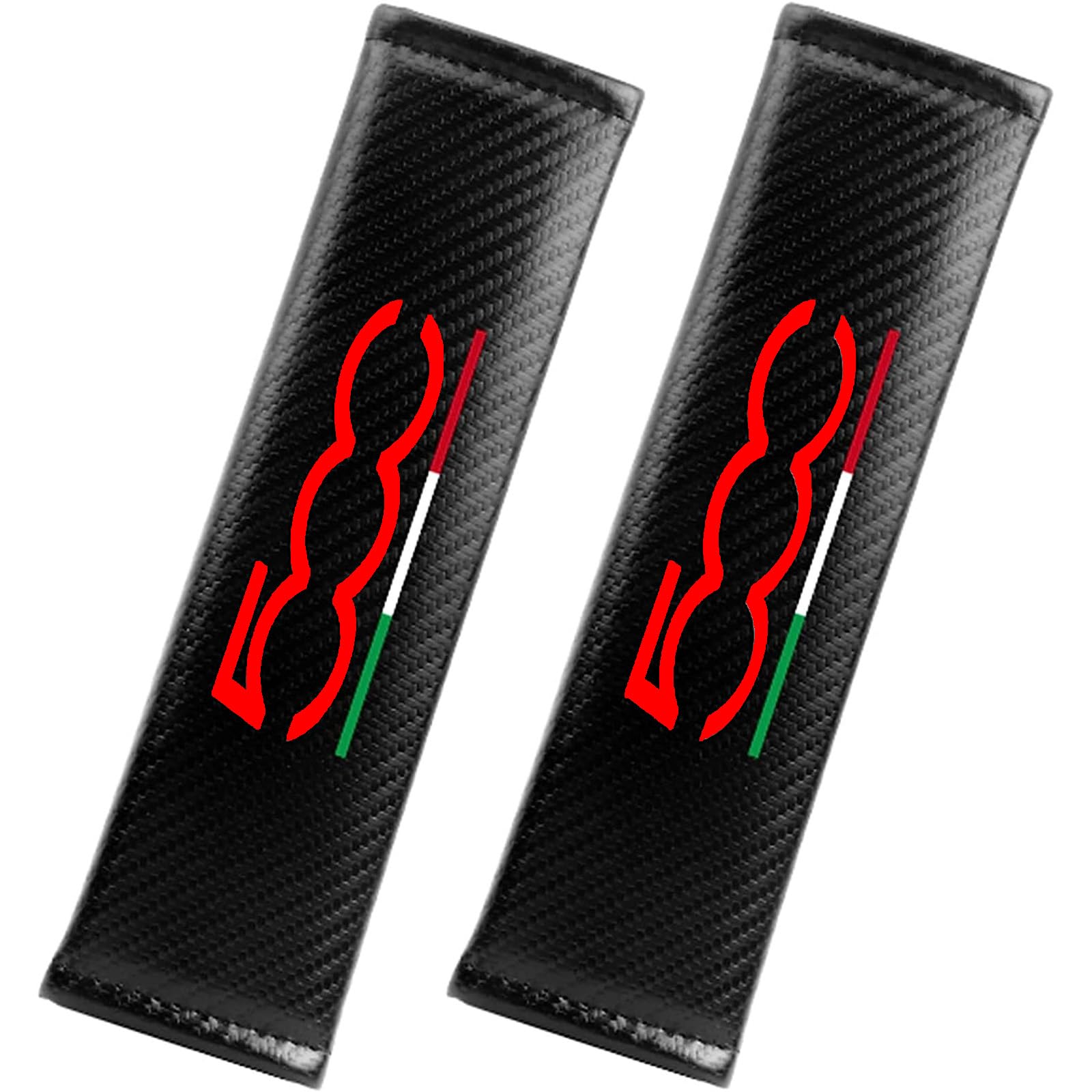 Klhywen Red 2 Pcs Shoulder Seat Belt Covers For Fi-At 500 500C 500X 500L, Carbon Fiber Seat Belt Padding Cover Protector Comfort Car Harness Pads,