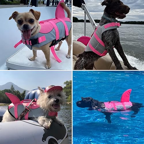 Miniatura 6 de Dogcheer Chaleco salvavidas para perro, tiburón, chaleco salvavidas ajustable para mascotas, chaleco de natación Ripstop para cachorros, chaleco