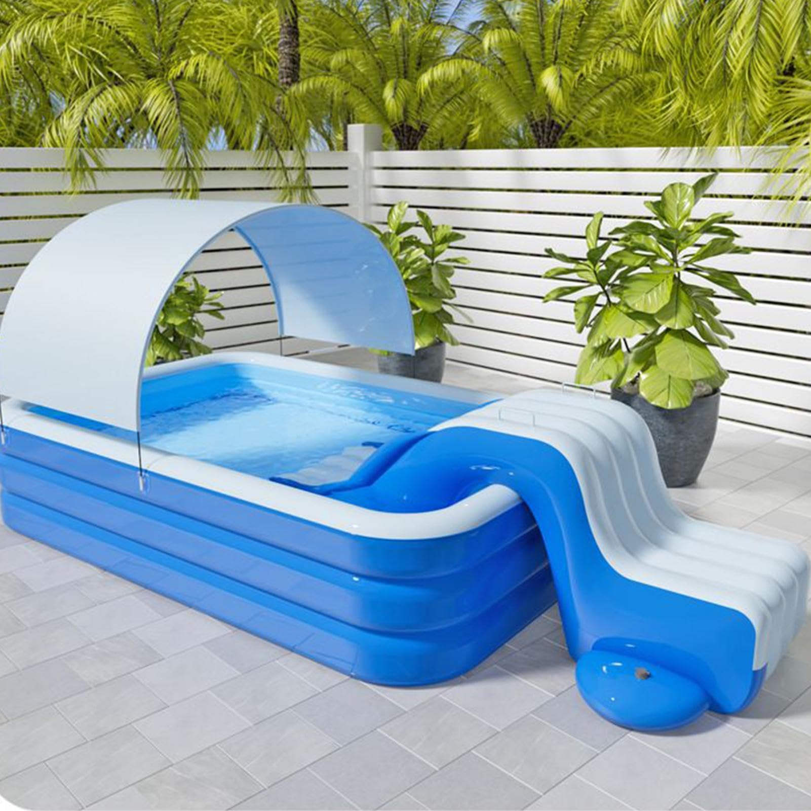 Wasserrutsche Aufblasbar für Kinder, Blow Up Pool Rutsche, PVC, Belastbar bis 50kg, Anti-Rutsch Oberfläche, Einfacher Aufbau, für Pool, Garten, Terrasse, Outdoor Wasser Spielzeug (175x105x75cm)