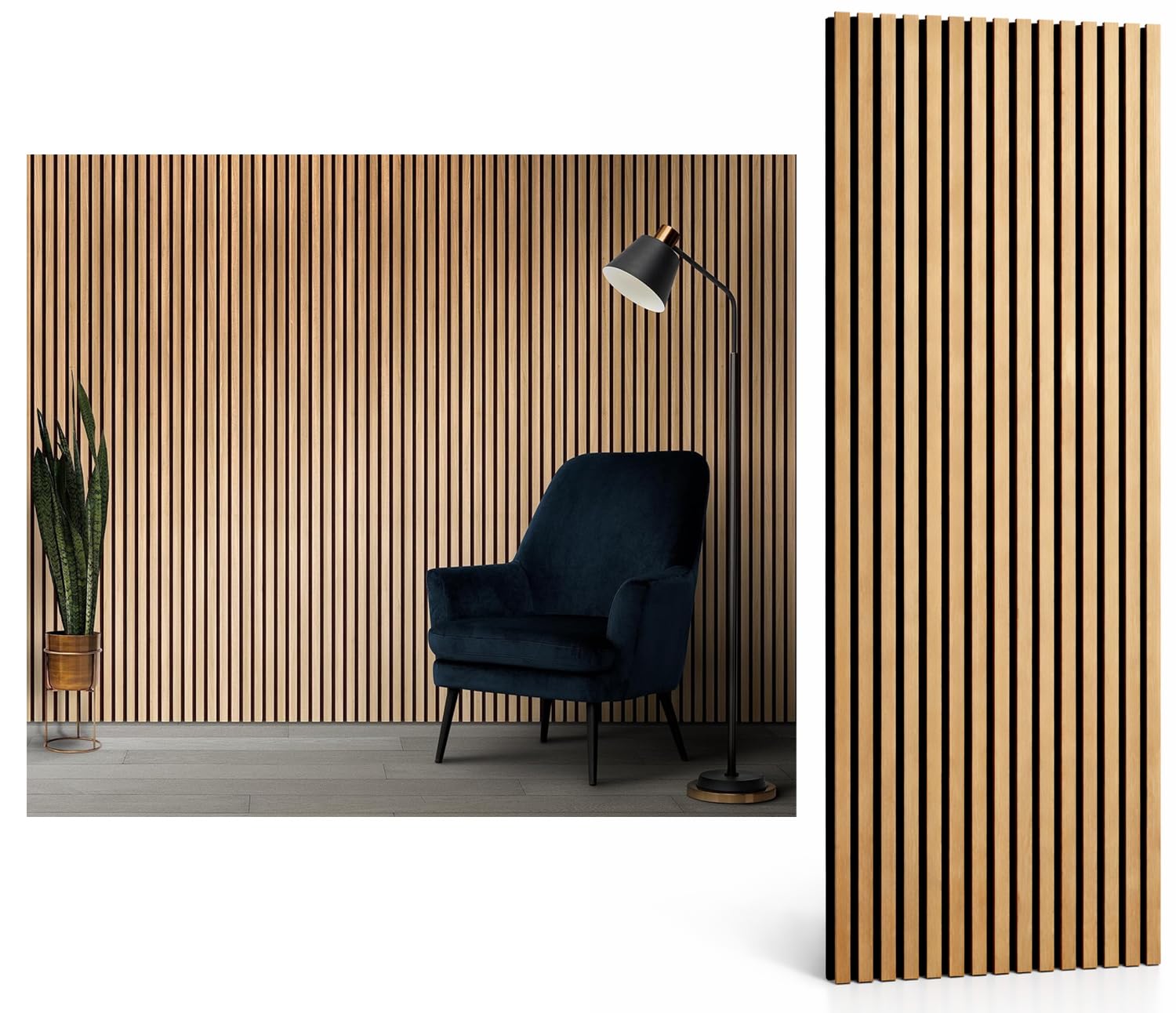 Acoustic Wall Panels 2400x600 mm – Wood Slat Wall Panels for Feature Walls – Sound Absorbing Wood Panels for Walls - Slat Wall Panelling for Living Room, Bedroom & Office – Goods Emporium (Oak)
