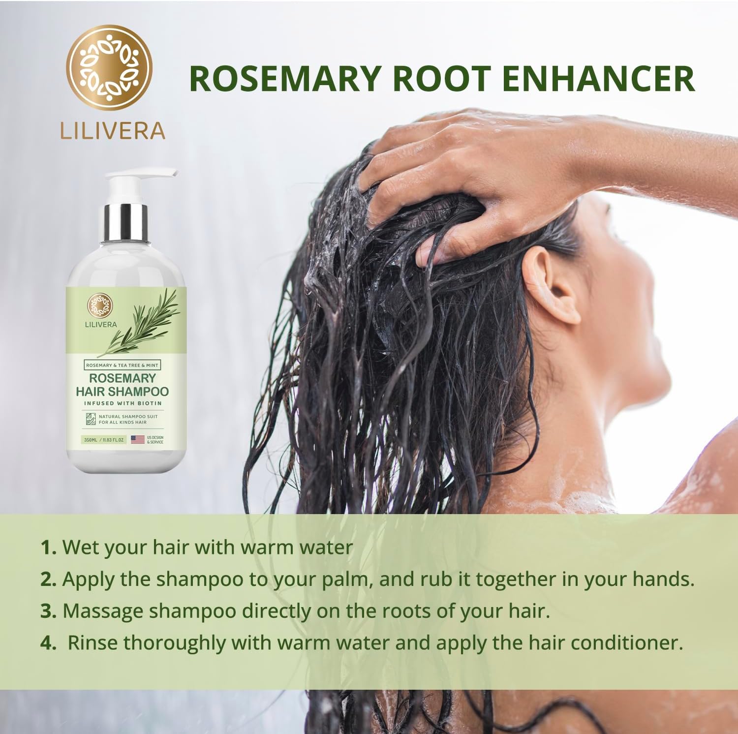 Rosemary Shampoo with Botion, Tea Tree and Mint for Men and Women - Advanced Formula for All Hair Types - Image 3