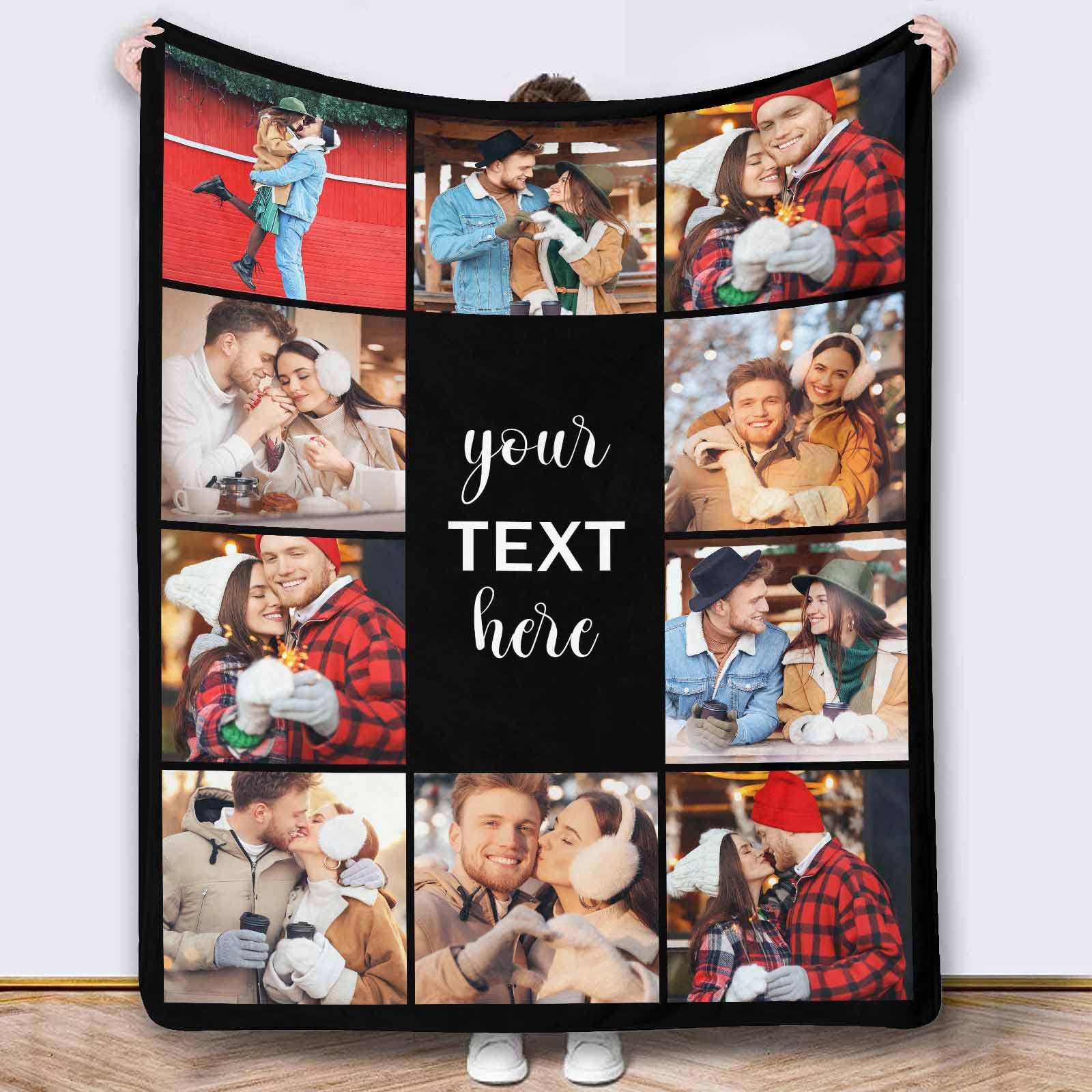 Personalized Blanket with Photos Blanket with Text Picture Photo Blanket for Girl Daughter Mom Grandma Valentines