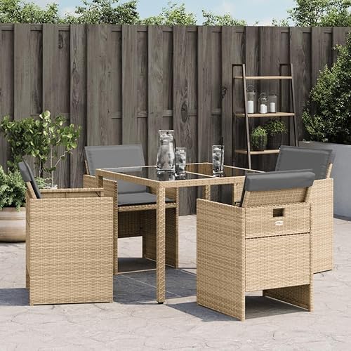 Miniatura 4 de Patio Chairs with Cushions 4 pcs Mix Beige Poly Rattan Outdoor Patio Dining Lawn Outdoor Dining Chairs Sillas para Comedor for Living Room Study
