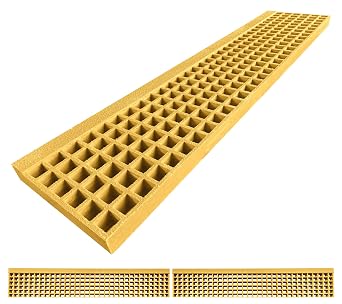 48x10.7x1.5 inch Fiberglass Stair Treads Grating with Solid Nosing,Industrial Stair Cover,FRP Molded Grating Grit Non-Slip Surface Stair Tread for Concrete,Wood Step,Grade Step Cover,2 Pack