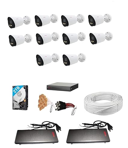 CP Plus Full HD 10 Camera Combo with (16 CH HD DVR 1Nos,CP Plus Colour View in Night Bullete Outdoor 10 Nos, 2 TB Hard Disk,8 CH SMPS 2 Nos,CCTV 3+1 Cable Bundle 1Nos,BNC and DC