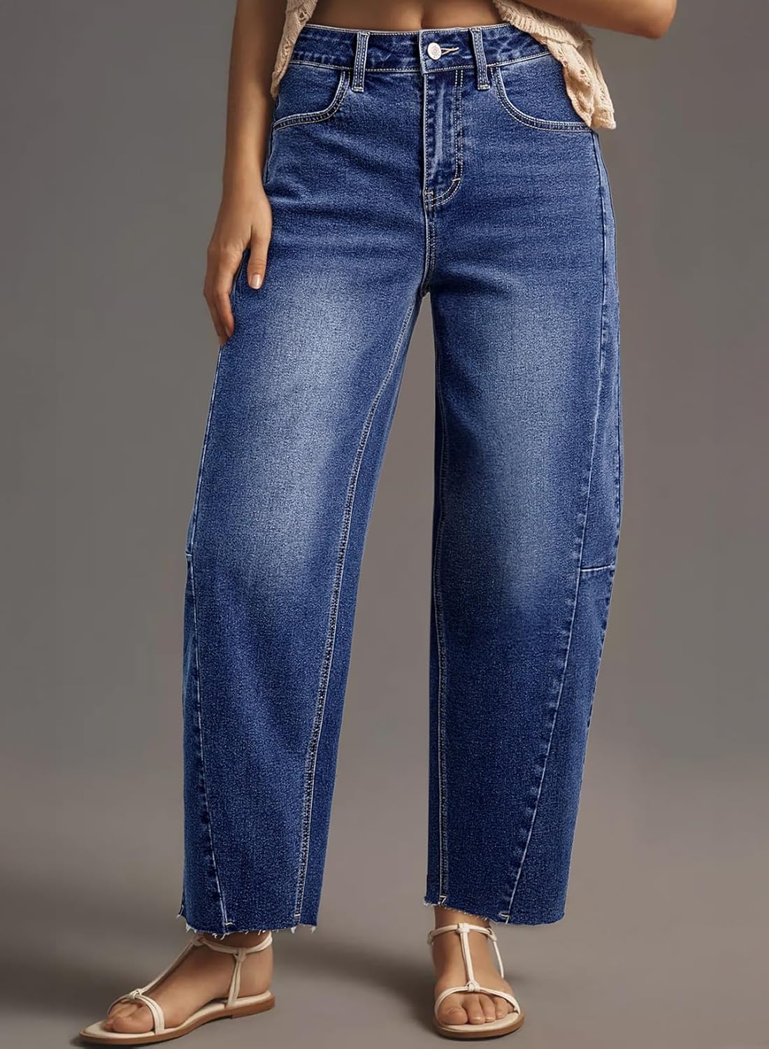 Dokotoo Casual Jeans for Women Loose Baggy Wide Leg Jeans Woman High Waisted Stretchy Denim Pants with Pockets - Image 3