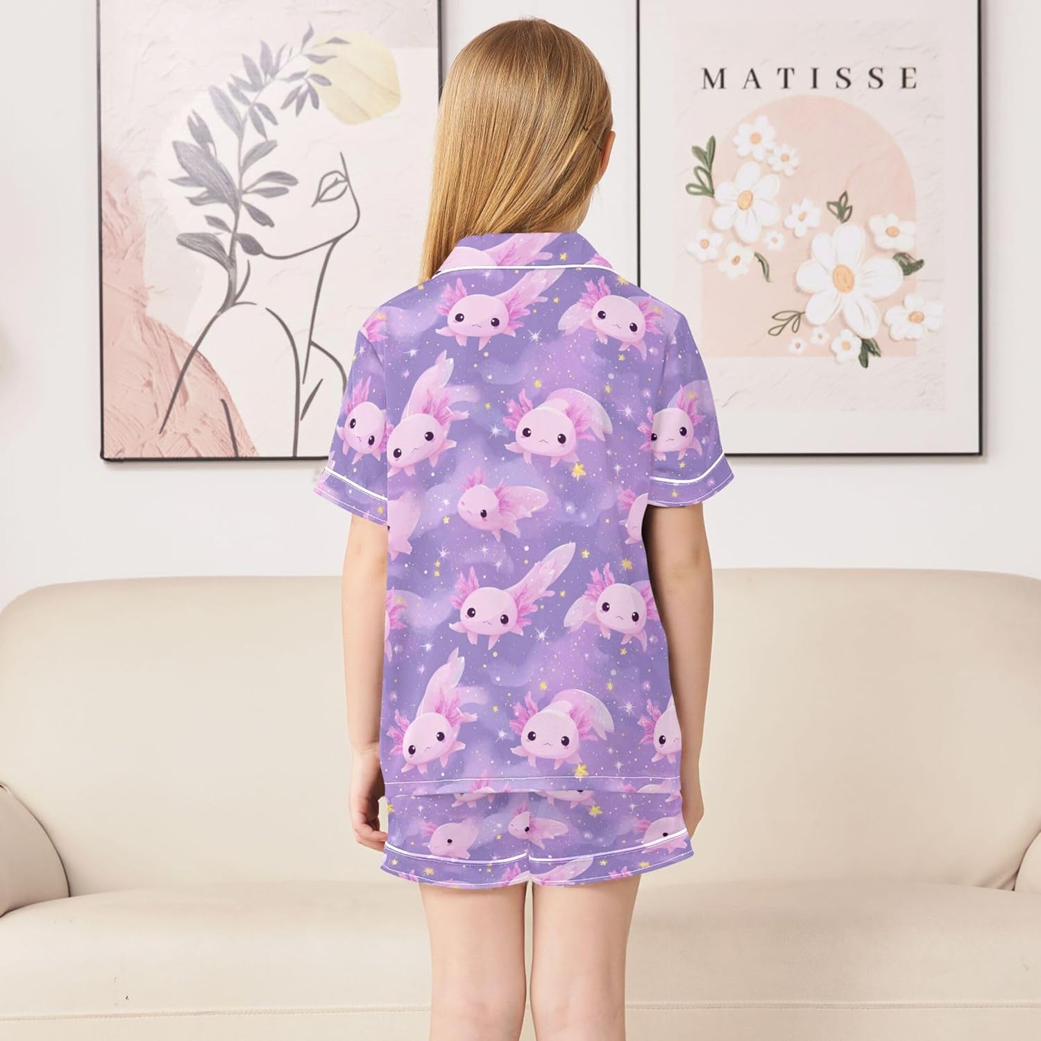 Silk Pajama Sets Short Sleeve Pajamas Soft Sleepwear 2 Piece Pjs Set
