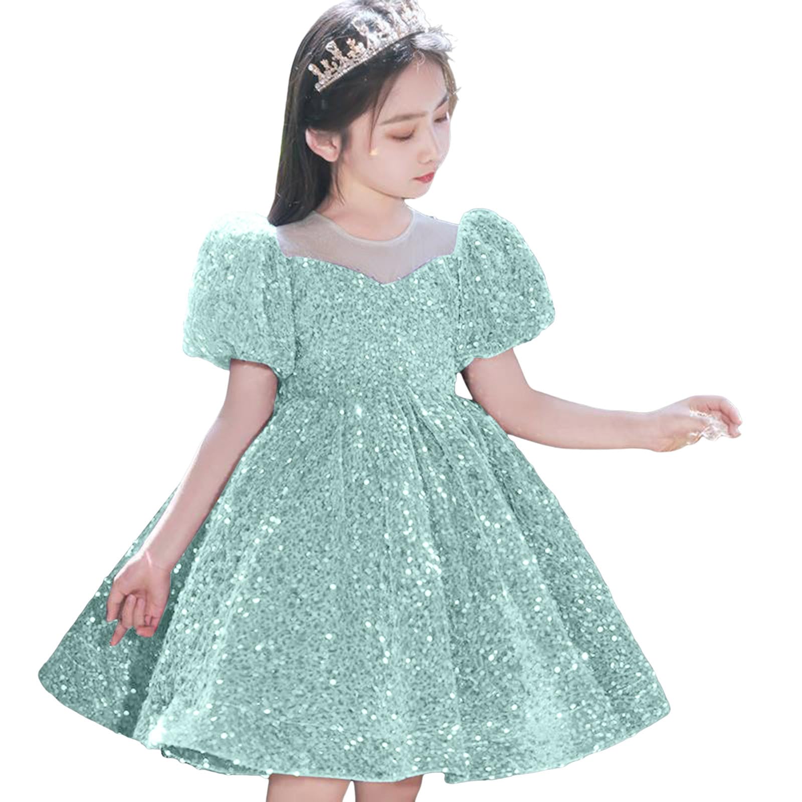 Kleider Für Mädchen, Festlich Casual Partykleid Elegant Tüll Ballkleid Pailettenkleider Pailletten Glitzer Kleider Rot Hochzeit Prinzessin Kleid Lang Blumenmädchenkleider