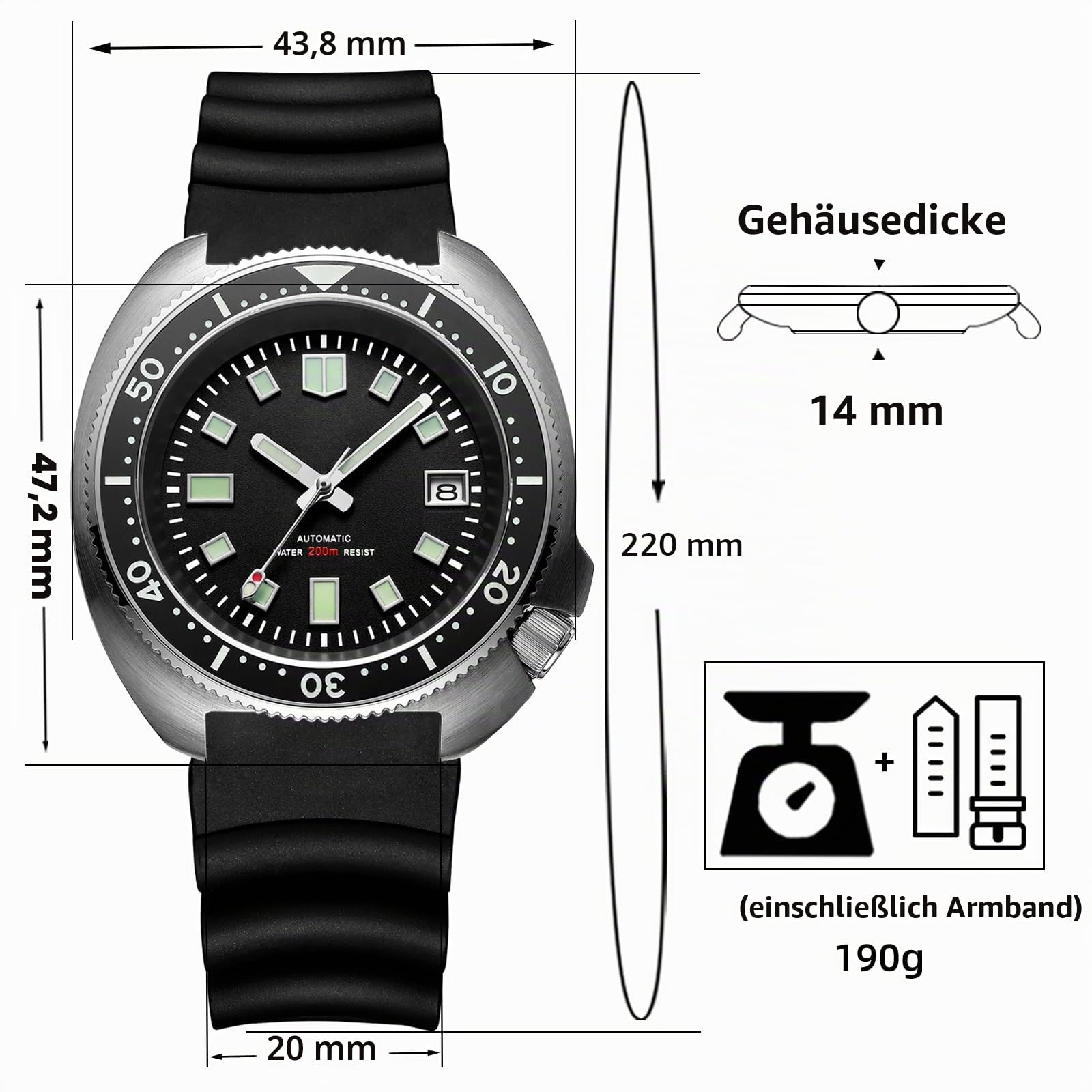 ADDIESDIVE Bronze Uhren Herren analoge Uhren automatikuhr Herren 20bar taucheruhr AD2104