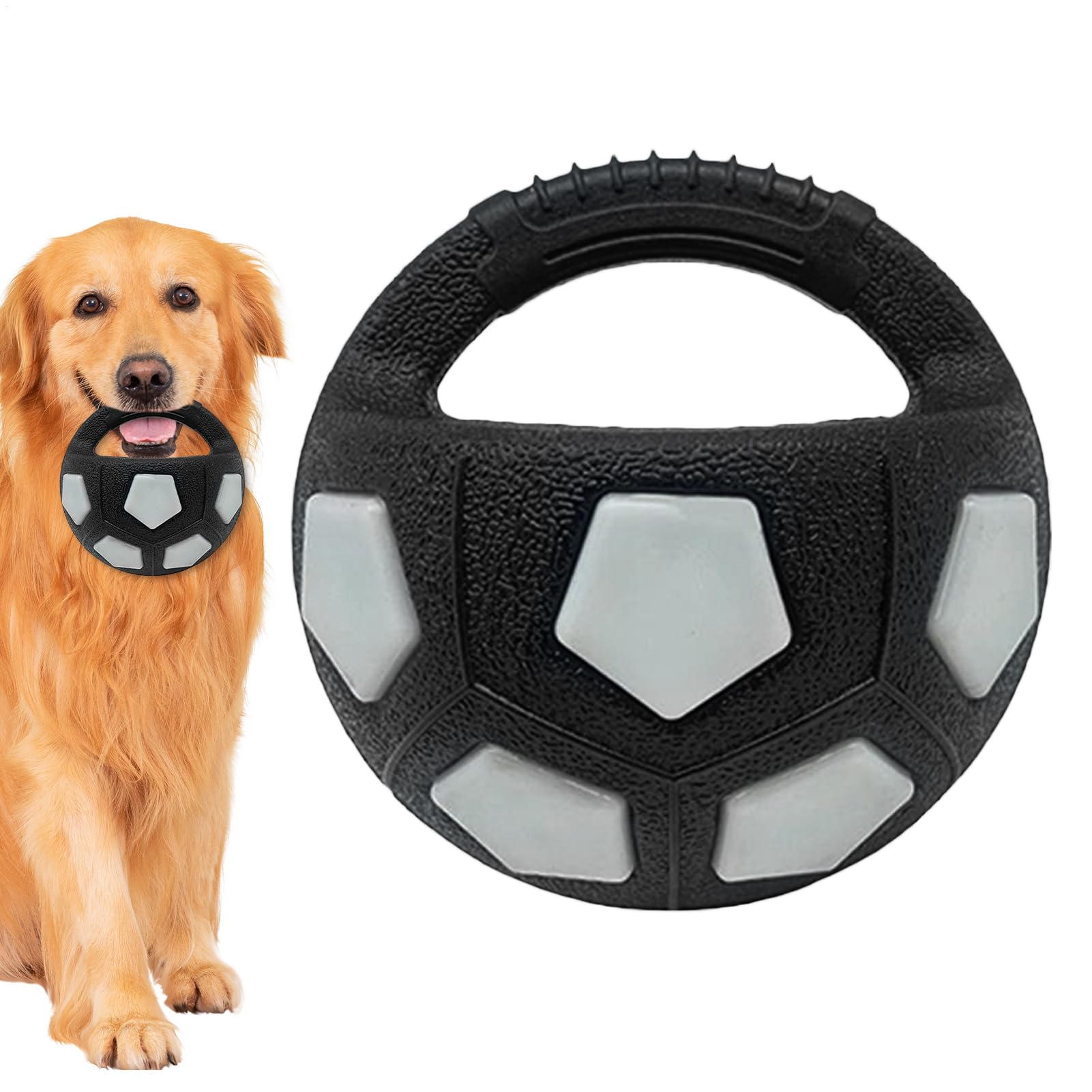 Ballon de football pour chien avec poignée et couineur intégré pour chiot