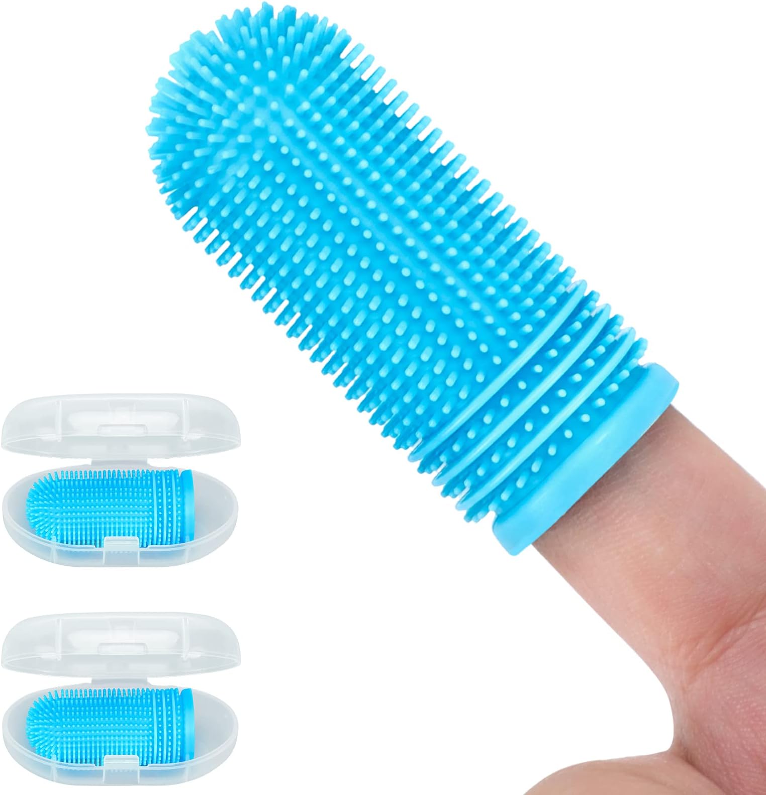 2 Pack Dog Toothbrush for Dog Teeth Cleaning Dog Finger Toothbrush Dog Tooth Brushing Kit Pet Toothbrush Puppy Toothbrush Blue
