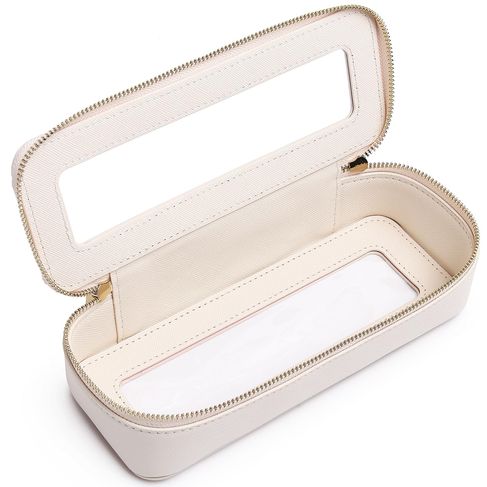 Pinkmik Makeup Brush Bag Slim Clear Makeup Bag Transparent Travel Cosmetic Case & Toiletry Bag with Zipper Small Beatuy Makeup Bag Purse Organizer for